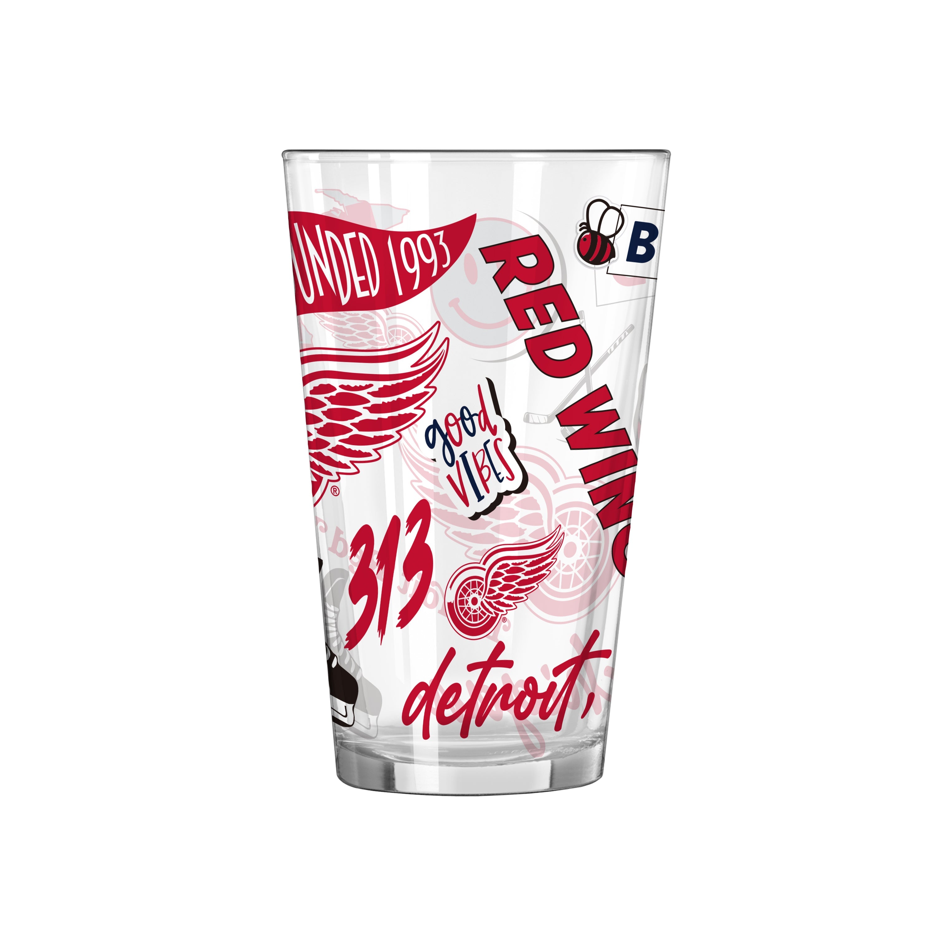 Detroit Red Wings 16oz Native Pint Glass - Sports Gifts, Sports Memorabilia, Sports Collectibles, Fan Shop