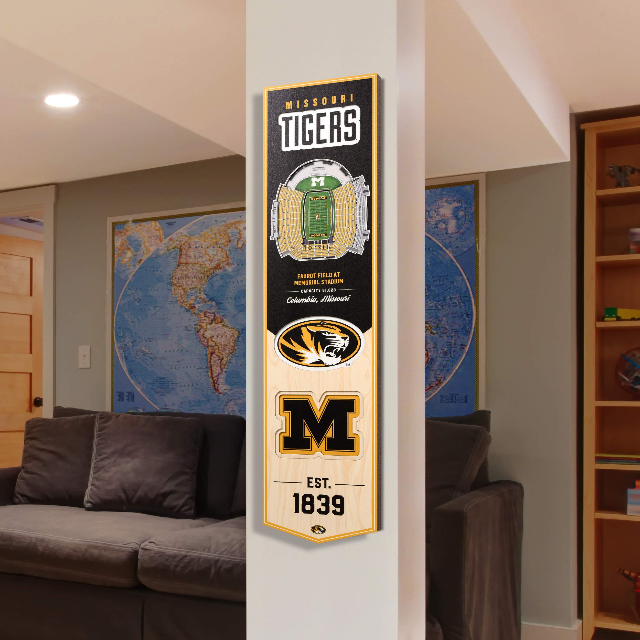 YouTheFan NCAA Missouri Tigers 3D Stadium 8x32 Banner - Faurot Field at Memorial Stadium - Sports Collectibles, Sports Memorabilia, Sports Fan Shop, Sports Gifts