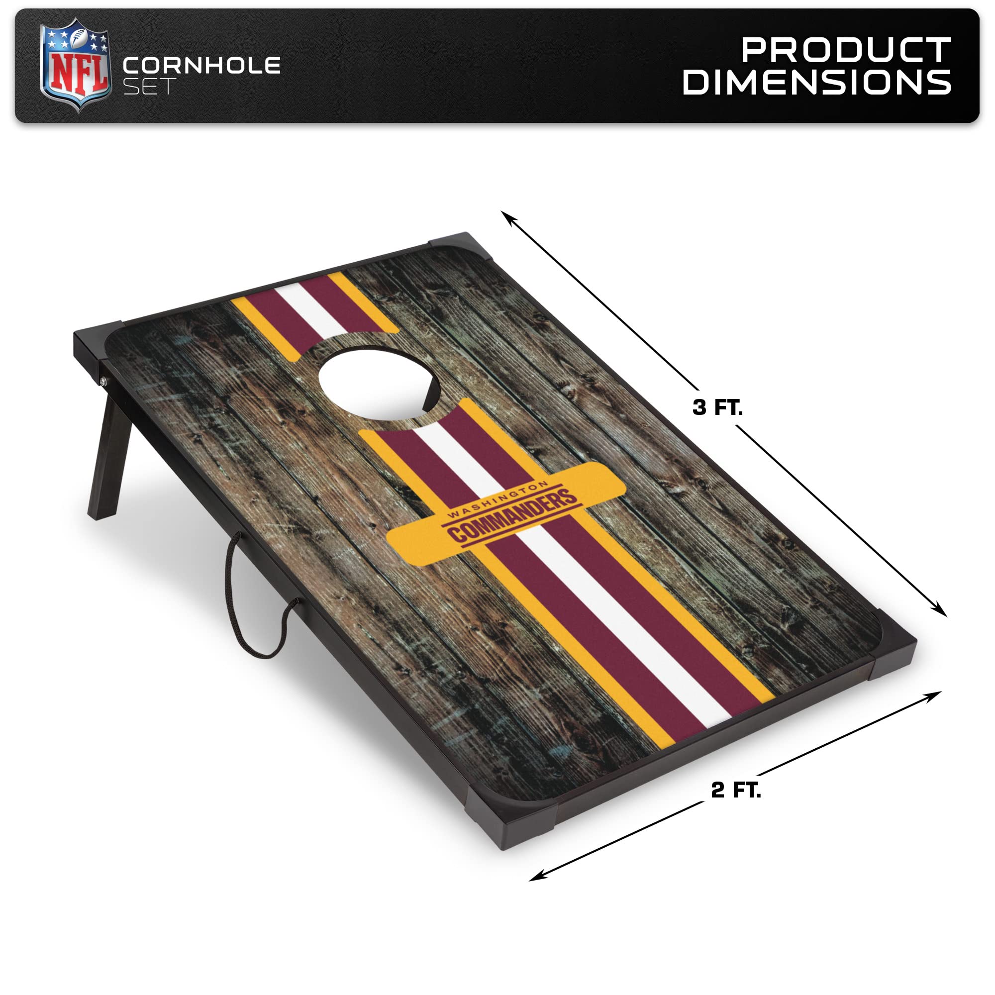 NFL Pro Football 2' x 3' MDF Wood Deluxe Cornhole Set by Wild Sports, Comes with 8 Bean Bags - Perfect for Tailgate, Outdoor, Backyard - Washington Commanders - Sports Collectibles, Sports Memorabilia, Sports Fan Shop, Sports Gifts