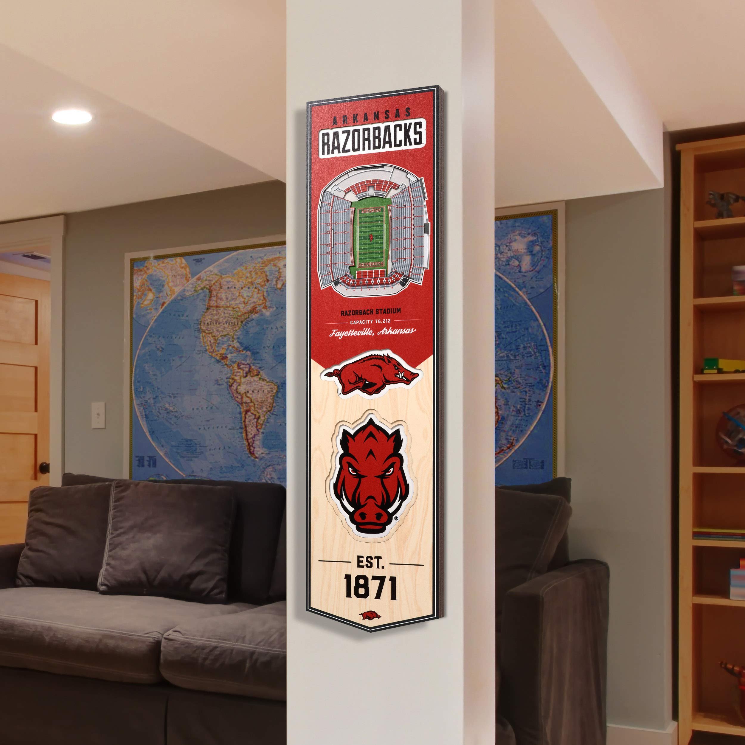 YouTheFan NCAA Arkansas Razorbacks 3D Stadium 8x32 Banner - Sun Devil Football Stadium - Sports Collectibles, Sports Memorabilia, Sports Fan Shop, Sports Gifts