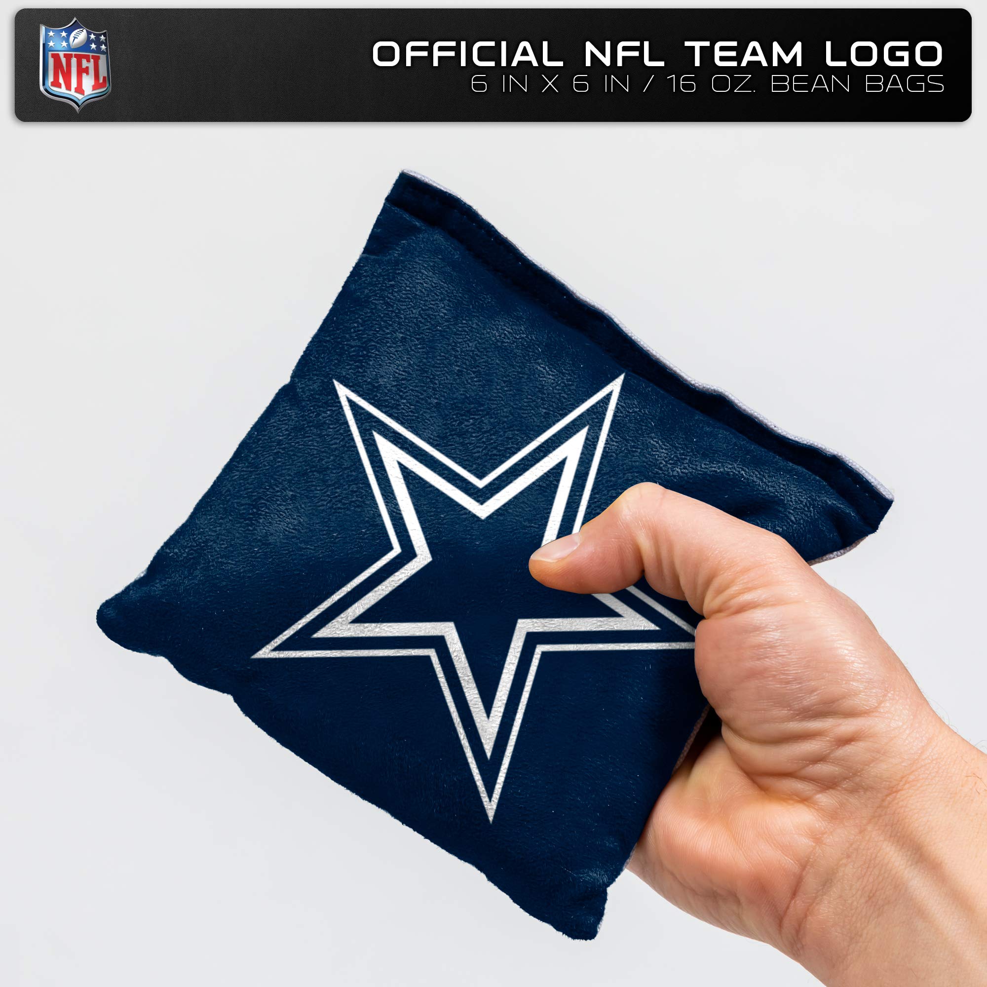 NFL Pro Football Dallas Cowboys Dual-Sided Bean Bags by Wild Sports, 4 Pack - Premium Toss Bags for Cornhole Sets - Sports Collectibles, Sports Memorabilia, Sports Fan Shop, Sports Gifts