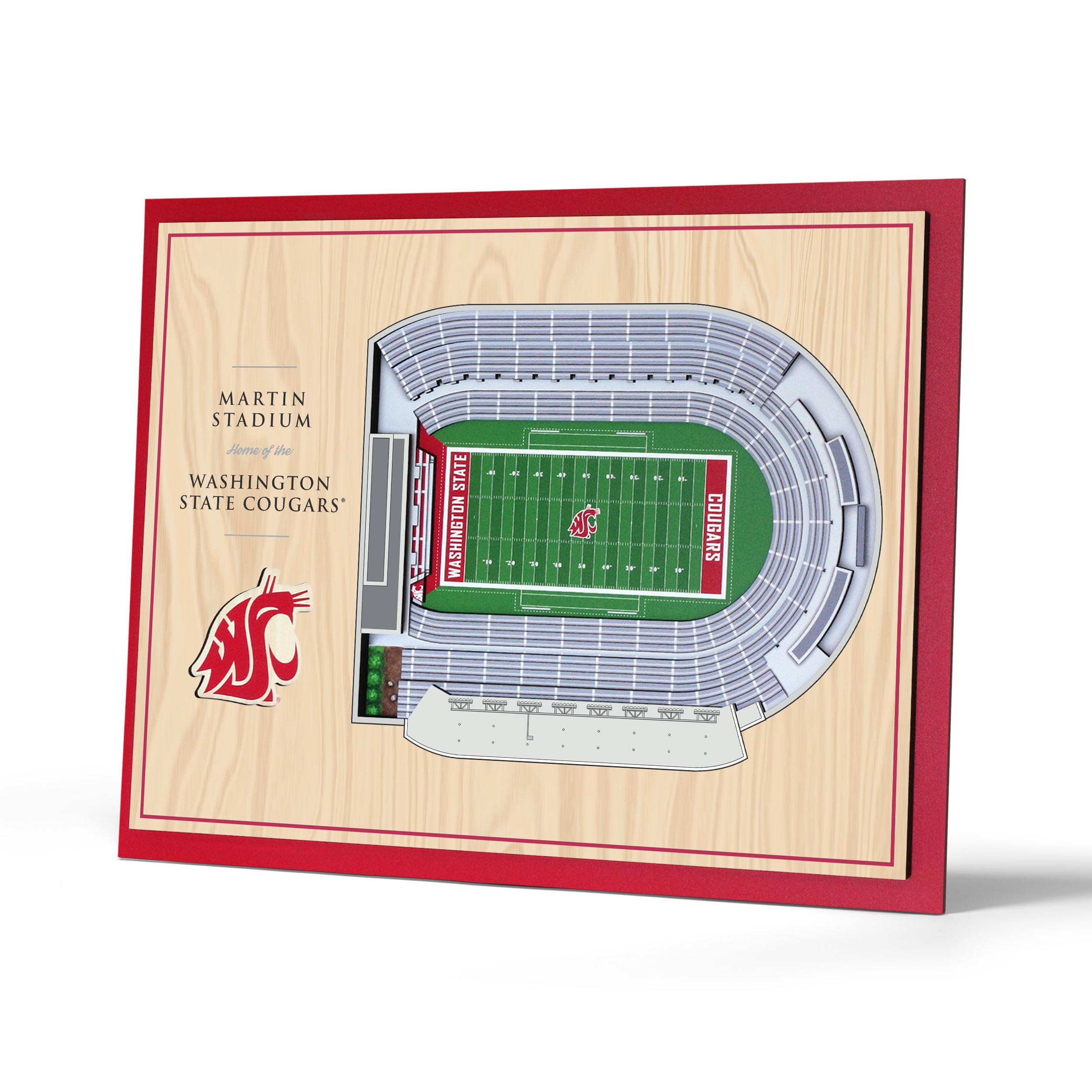 YouTheFan NCAA Washington State Cougars 5-Layer StadiumView 3D Wall Art - Martin Stadium - Sports Collectibles, Sports Memorabilia, Sports Fan Shop, Sports Gifts