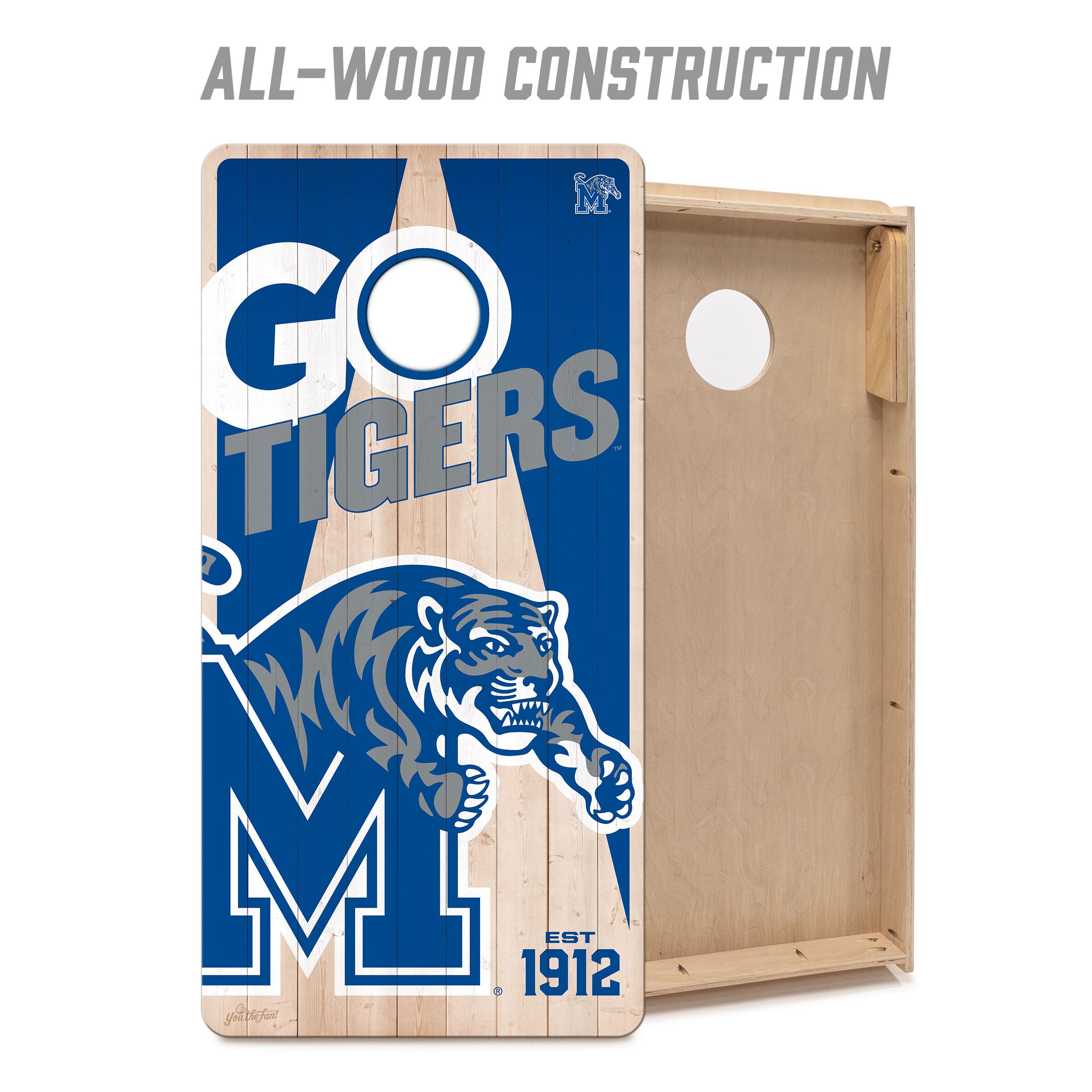 YouTheFan NCAA Memphis Tigers 2’ x 4’ Professional Wood Cornhole Game with Logo Bags - Sports Collectibles, Sports Memorabilia, Sports Fan Shop, Sports Gifts