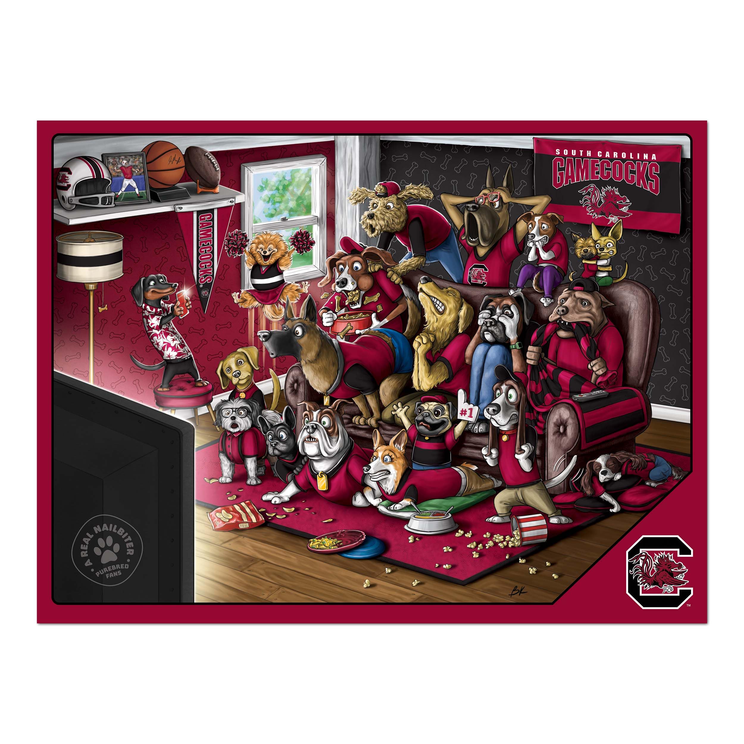 YouTheFan NCAA South Carolina Gamecocks Purebred Fans A Real Nailbiter 500pc Puzzle 15" x 20" - Sports Collectibles, Sports Memorabilia, Sports Fan Shop, Sports Gifts