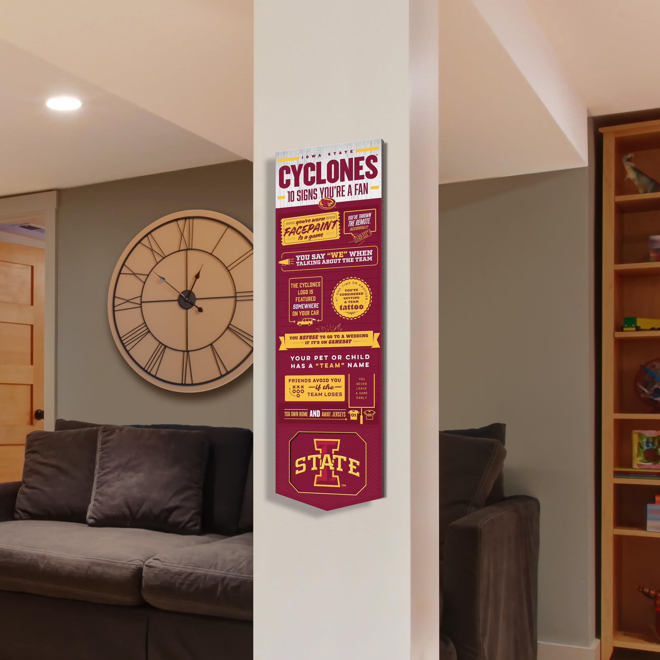 YouTheFan Officially-licensed NCAA Iowa State Cyclones 6x19 Top 10 Signs Banner - humorous descriptions - fun sports fan phrases, original design, indoor team wall decor fan gift - Sports Collectibles, Sports Memorabilia, Sports Fan Shop, Sports Gifts