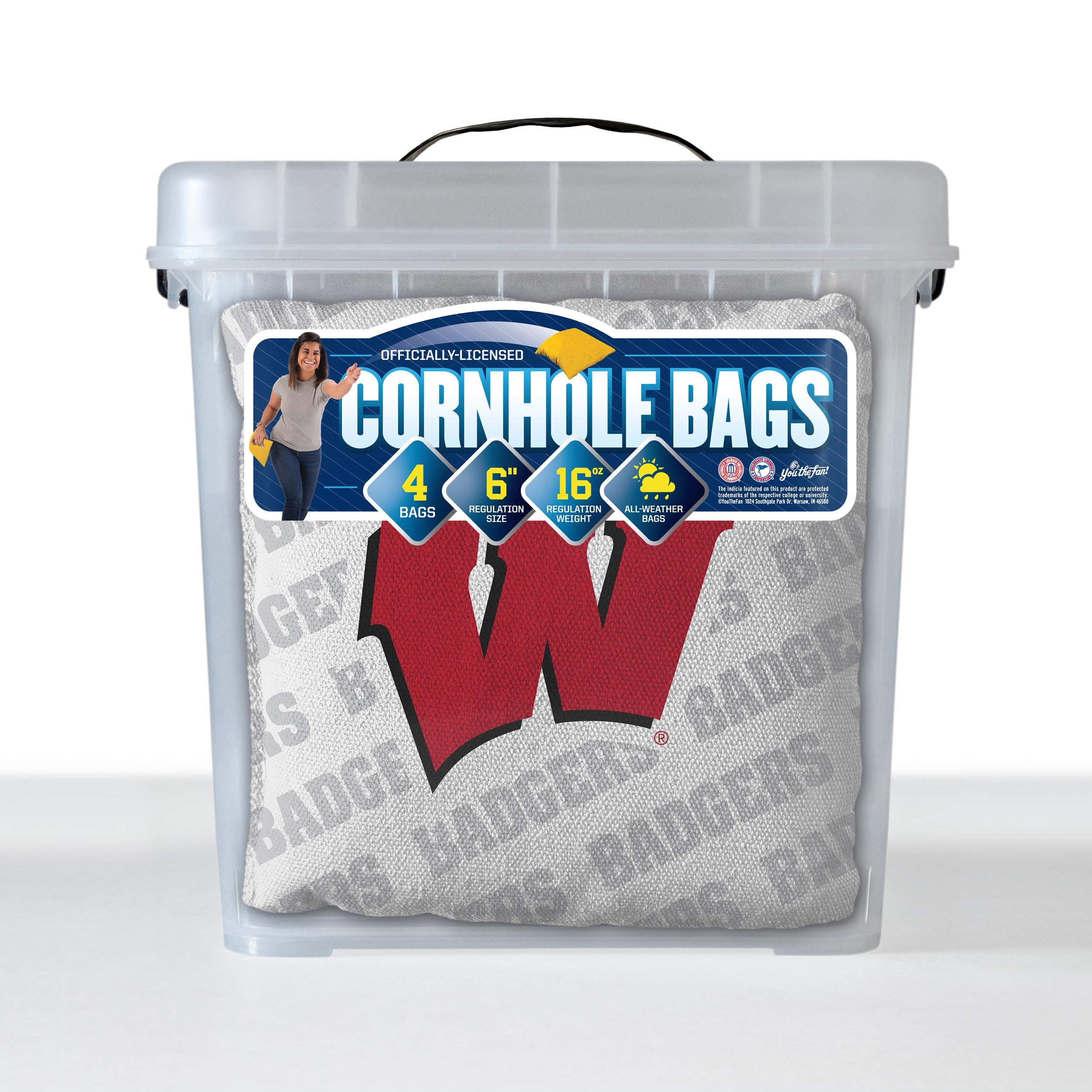 YouTheFan NCAA Wisconsin Badgers - Cornhole Bags - 4PK - White - Sports Collectibles, Sports Memorabilia, Sports Fan Shop, Sports Gifts