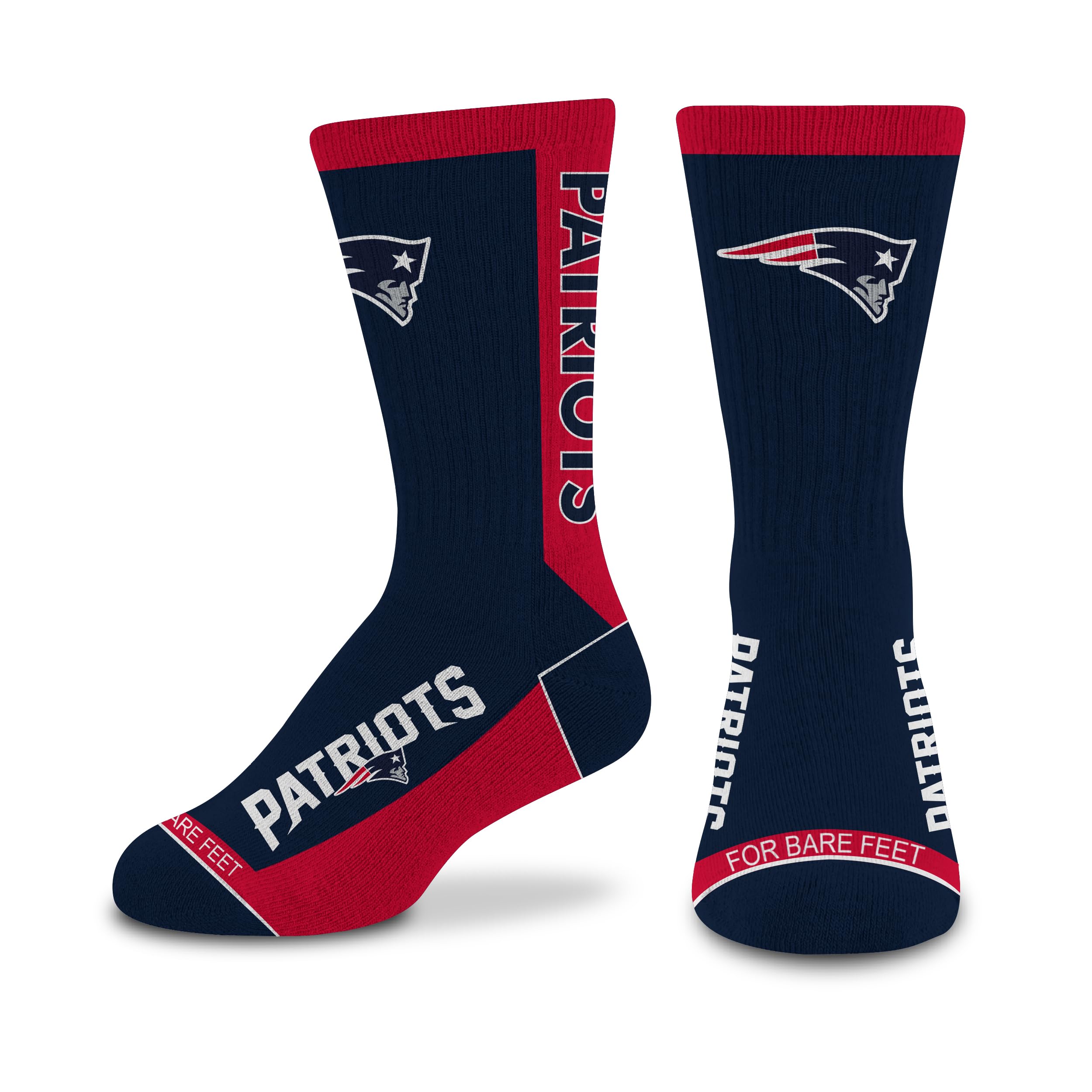 For Bare Feet NFL NEW ENGLAND PATRIOTS MVP Crew Sock Team Color Youth - Sports Gifts, Sports Memorabilia, Sports Collectibles, Fan Shop