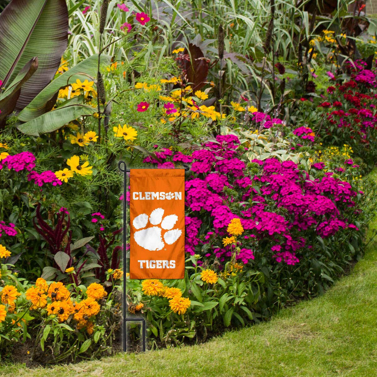 College Flags & Banners Co. Clemson Tigers Mini Garden and Flower Pot Flag Topper - Sports Collectibles, Sports Memorabilia, Sports Fan Shop, Sports Gifts
