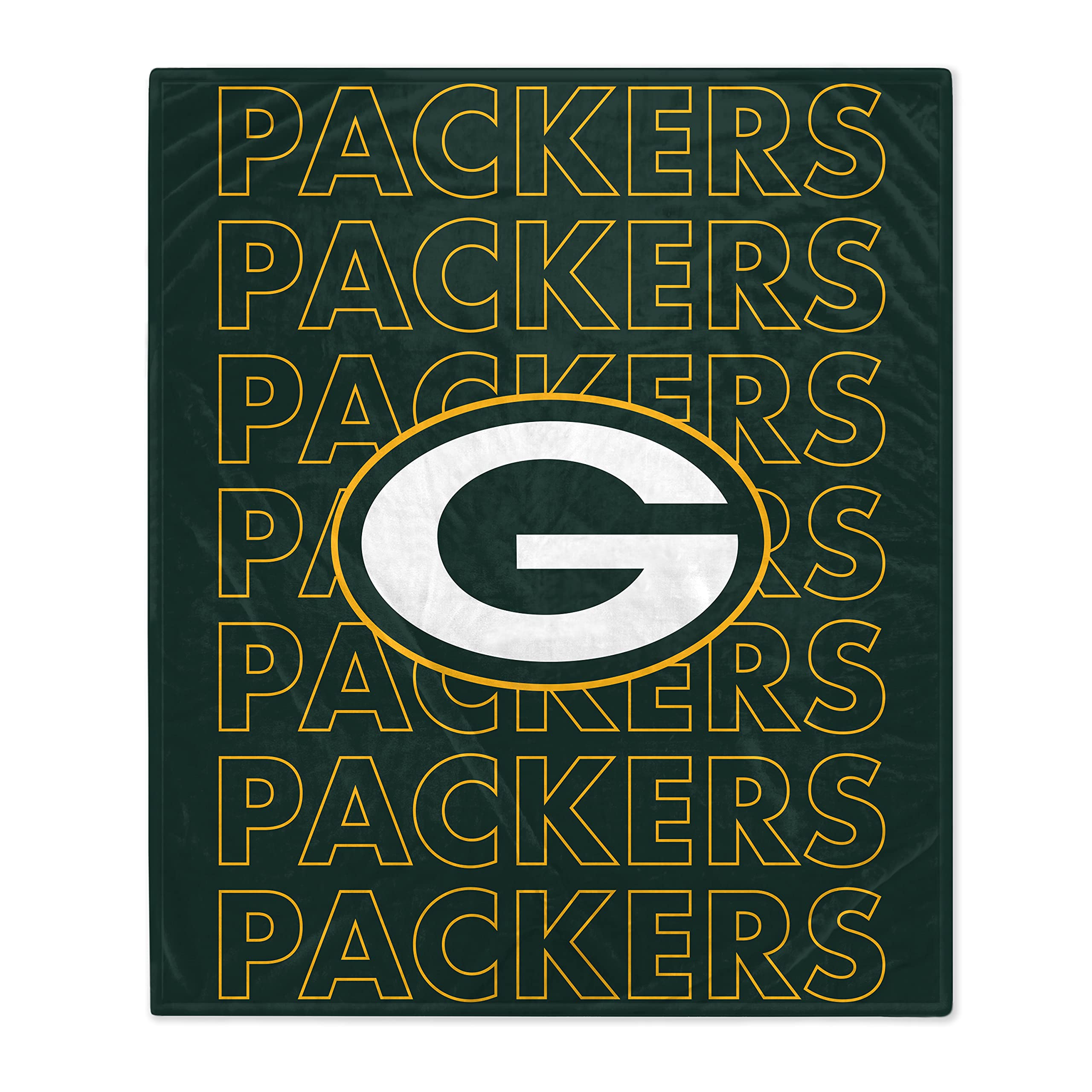 Pegasus Sports NFL Echo Team Wordmark Plush Blanket- Green Bay Packers, Team Color, 60x70 - Sports Gifts, Sports Memorabilia, Sports Collectibles, Fan Shop
