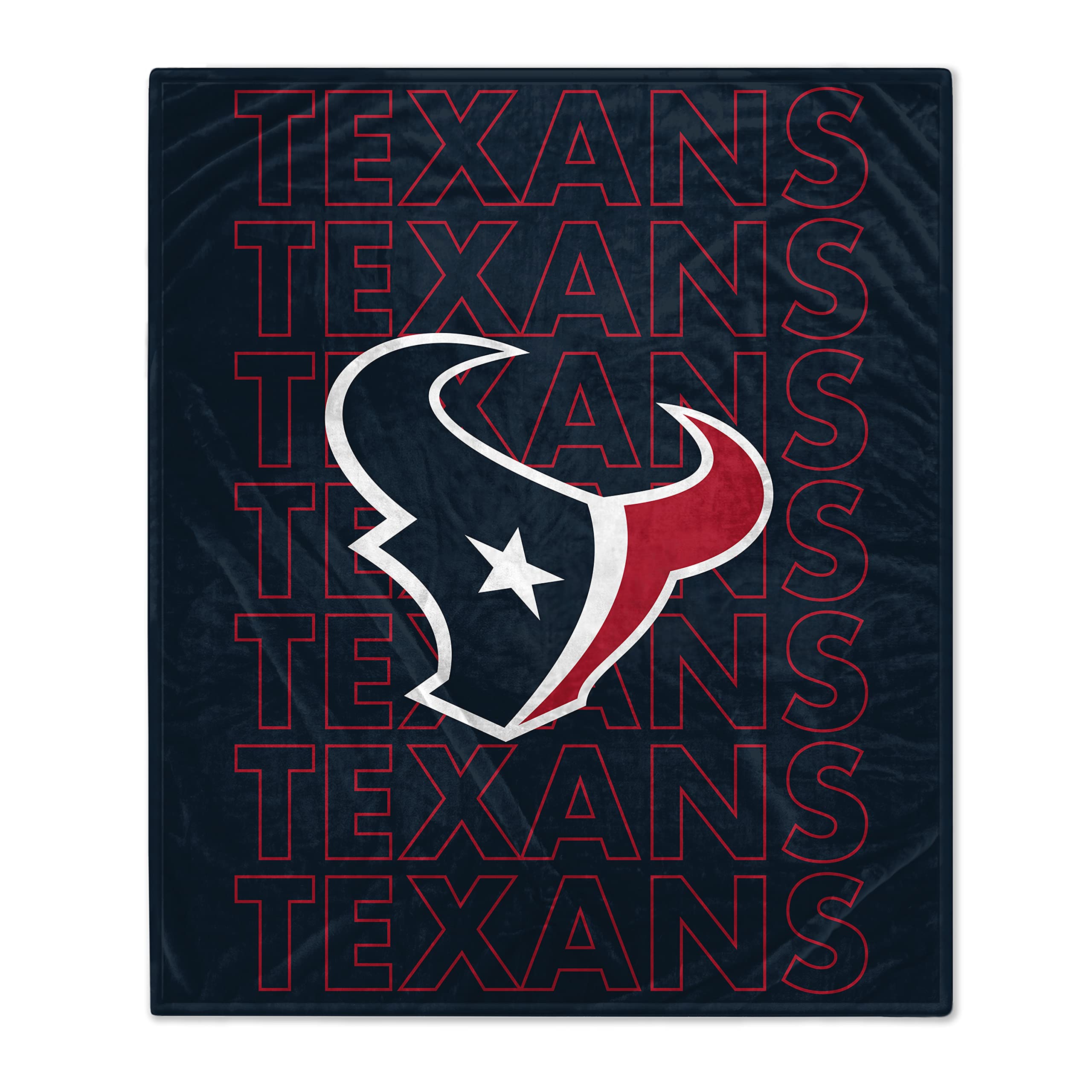Pegasus Sports NFL Echo Team Wordmark Plush Blanket- Houston Texans, 60x70 - Sports Gifts, Sports Memorabilia, Sports Collectibles, Fan Shop