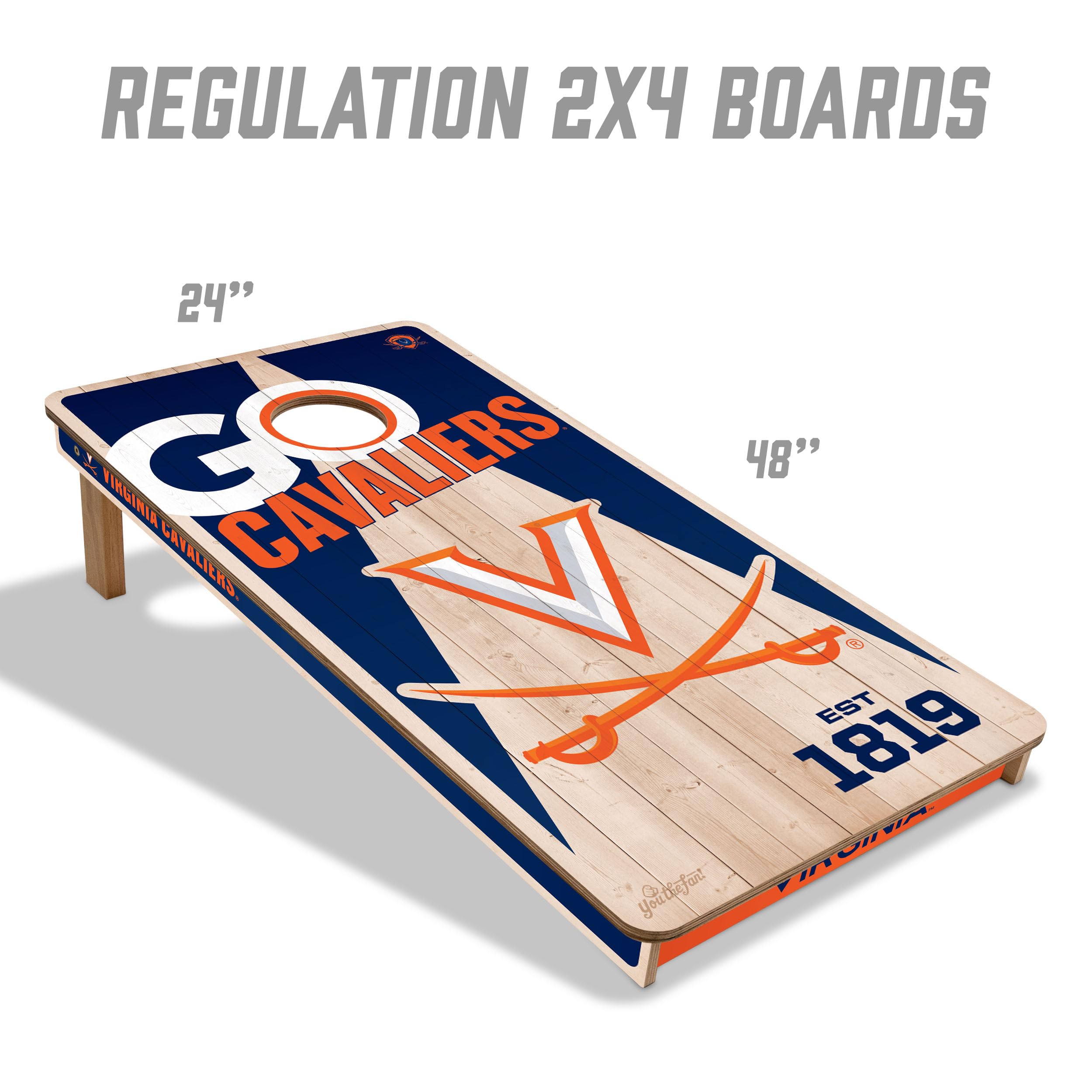 YouTheFan NCAA Virginia Cavaliers 2’ x 4’ Professional Wood Cornhole Game with Logo Bags - Sports Collectibles, Sports Memorabilia, Sports Fan Shop, Sports Gifts