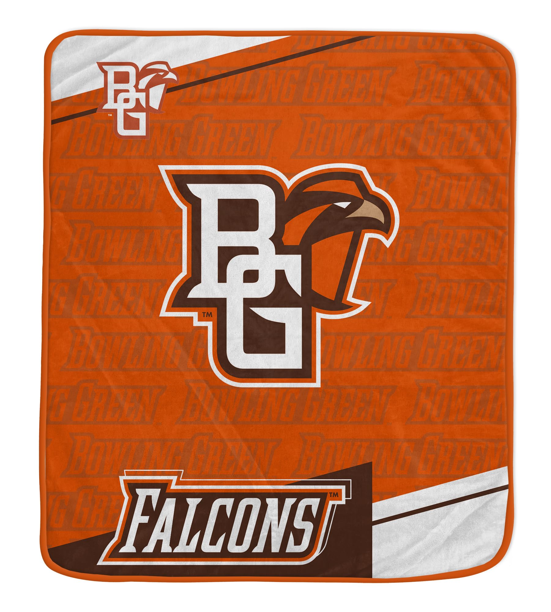 Pegasus Sports NCAA Bowling Green Falcons Diagonal Ghost Ultra Soft Blanket - Sports Gifts, Sports Memorabilia, Sports Collectibles, Fan Shop