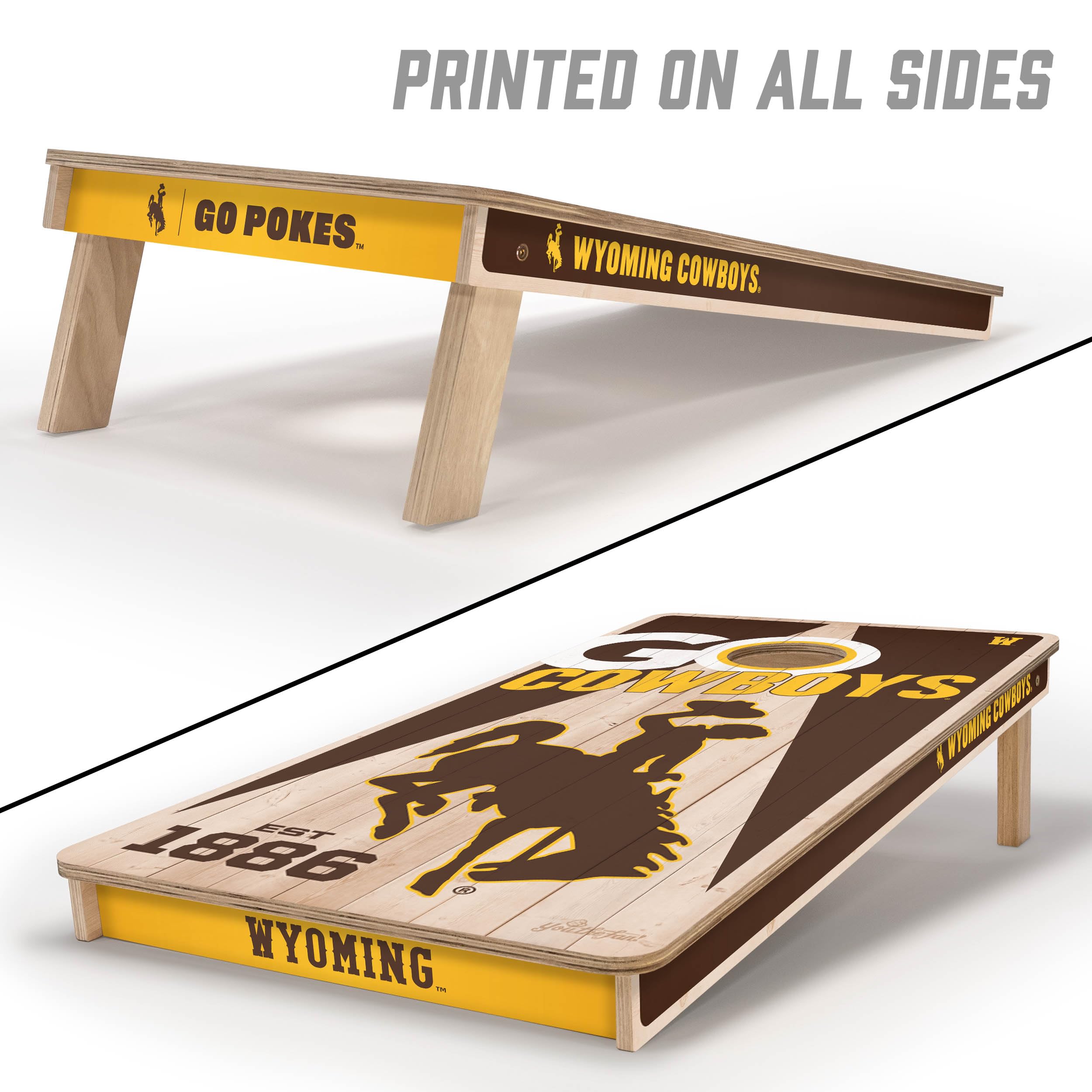 YouTheFan NCAA Wyoming Cowboys 2’ x 4’ Professional Wood Cornhole Game with Logo Bags - Sports Collectibles, Sports Memorabilia, Sports Fan Shop, Sports Gifts