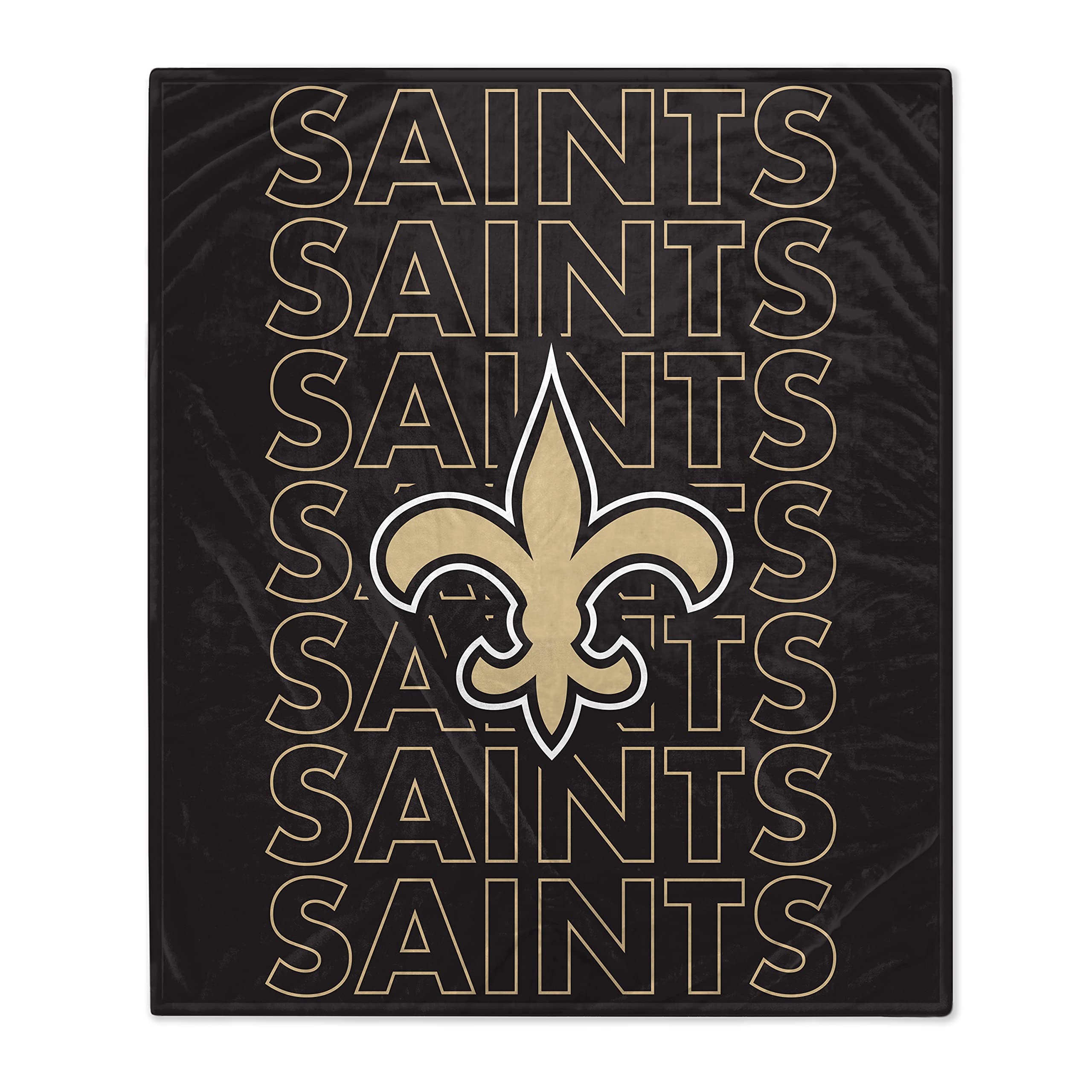 Pegasus Sports NFL Echo Team Wordmark Plush Blanket- New Orleans Saints, Team Color, 60x70 - Sports Gifts, Sports Memorabilia, Sports Collectibles, Fan Shop