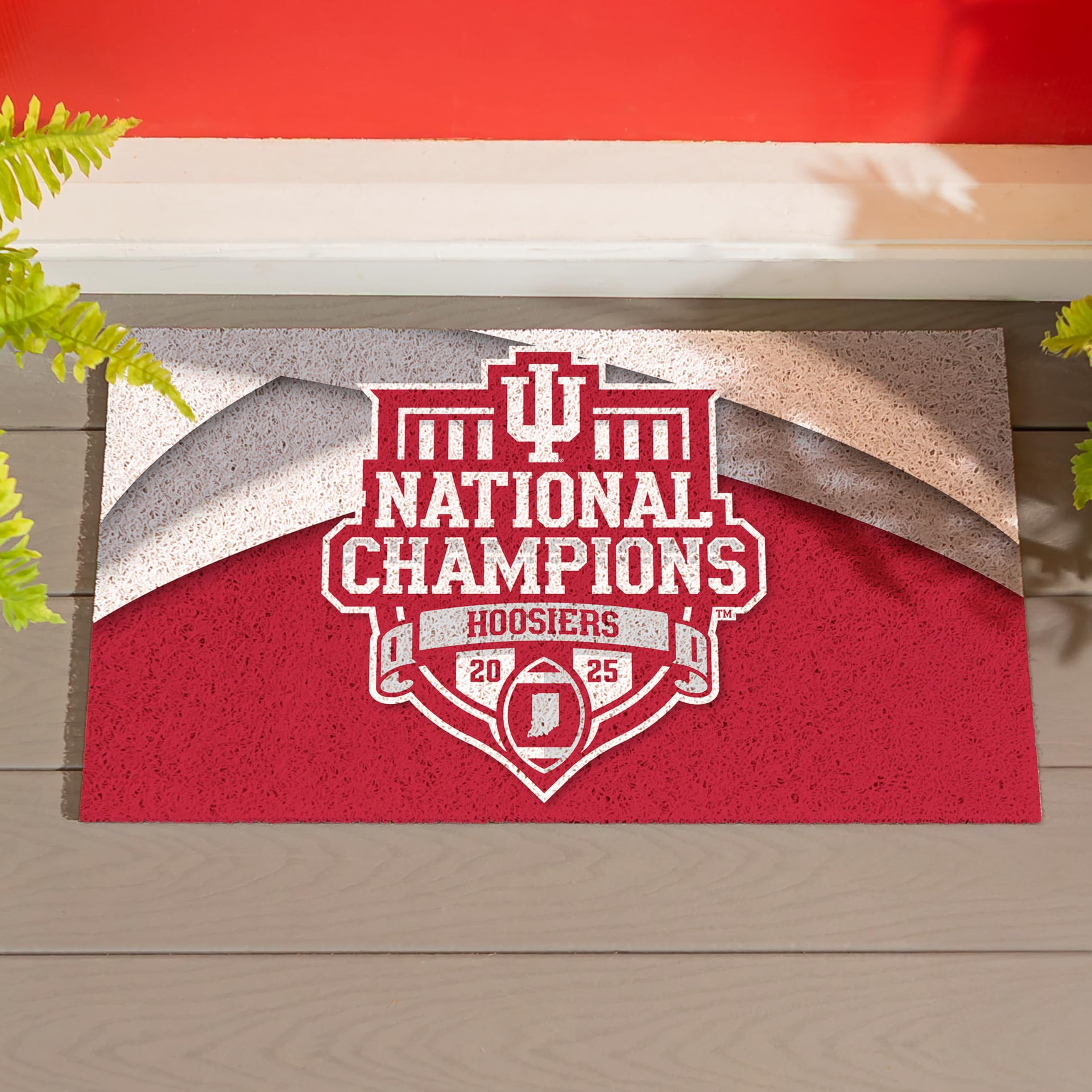 Team Sports America NCAA Indiana University Doormat, CFP National Champions 2025-26, 28x16 inches, Non-Slip Backing Turf Mat, Indoor and Outdoor Entrance Welcome Mats - Sports Gifts, Sports Memorabilia, Sports Collectibles, Fan Shop