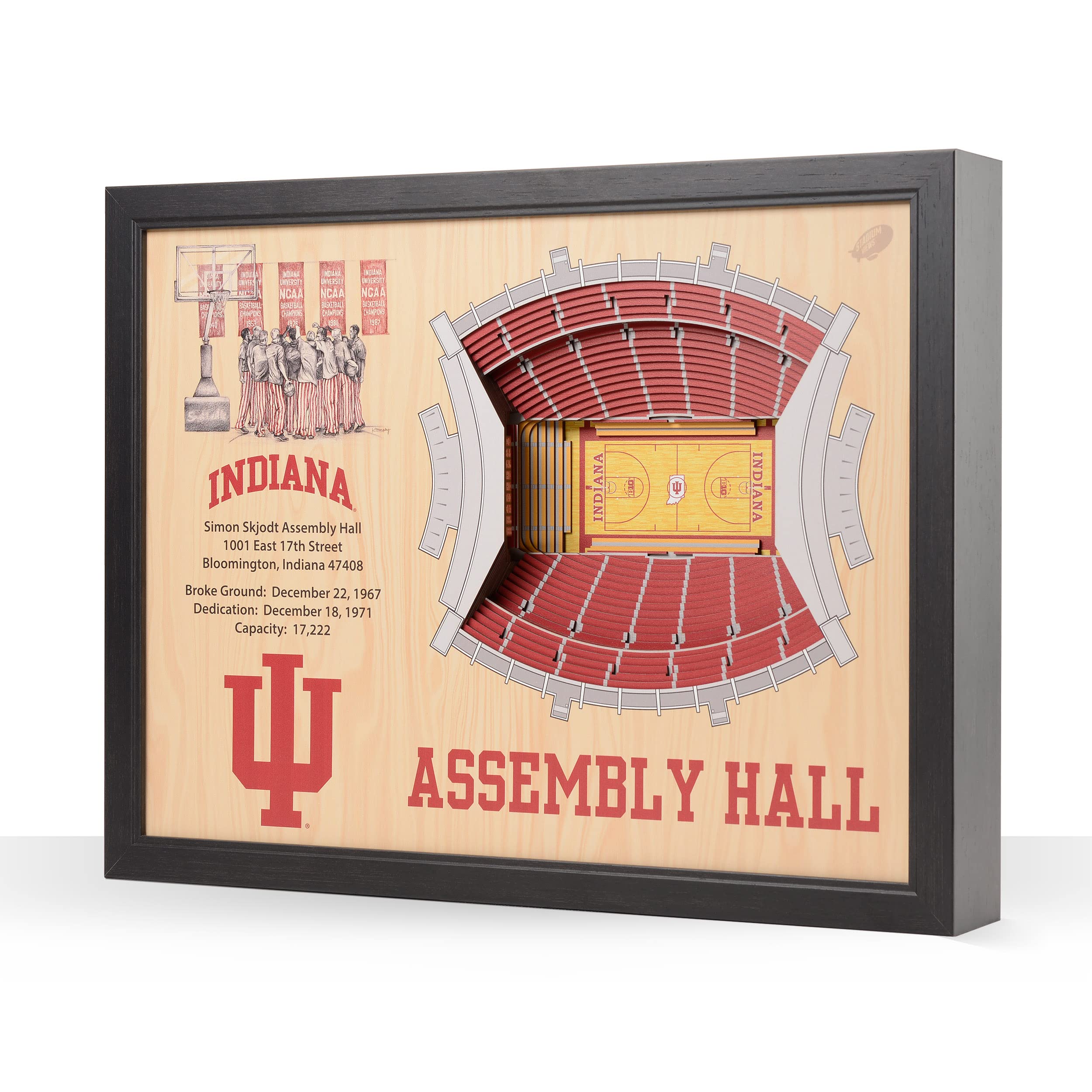 YouTheFan NCAA Indiana Hoosiers 25-Layer StadiumViews 3D Wall Art - Assembly Hall,Brown - Sports Collectibles, Sports Memorabilia, Sports Fan Shop, Sports Gifts