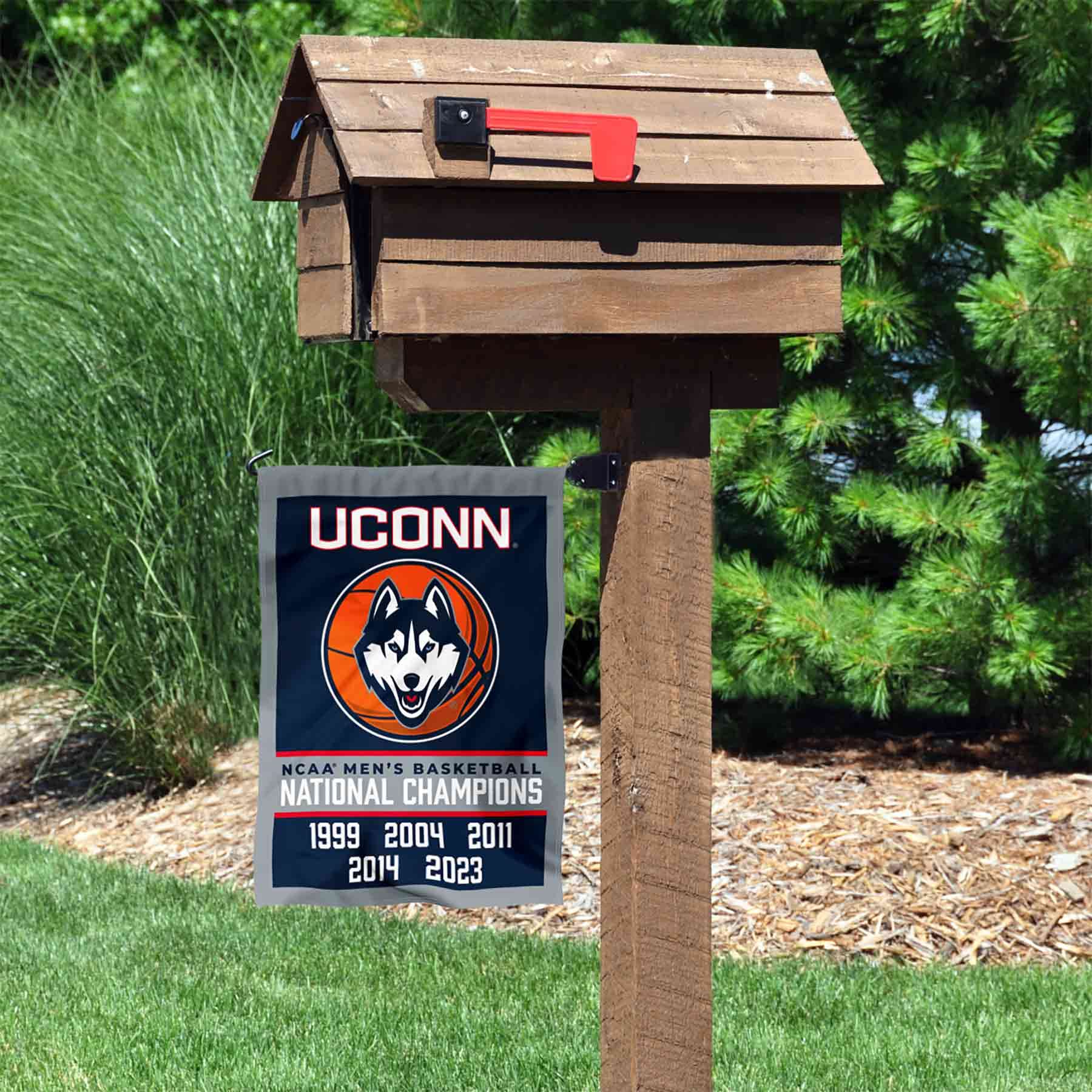 Connecticut Huskies UCONN 5 Time College Basketball National Champions Double Sided Garden Banner Flag - Sports Collectibles, Sports Memorabilia, Sports Fan Shop, Sports Gifts
