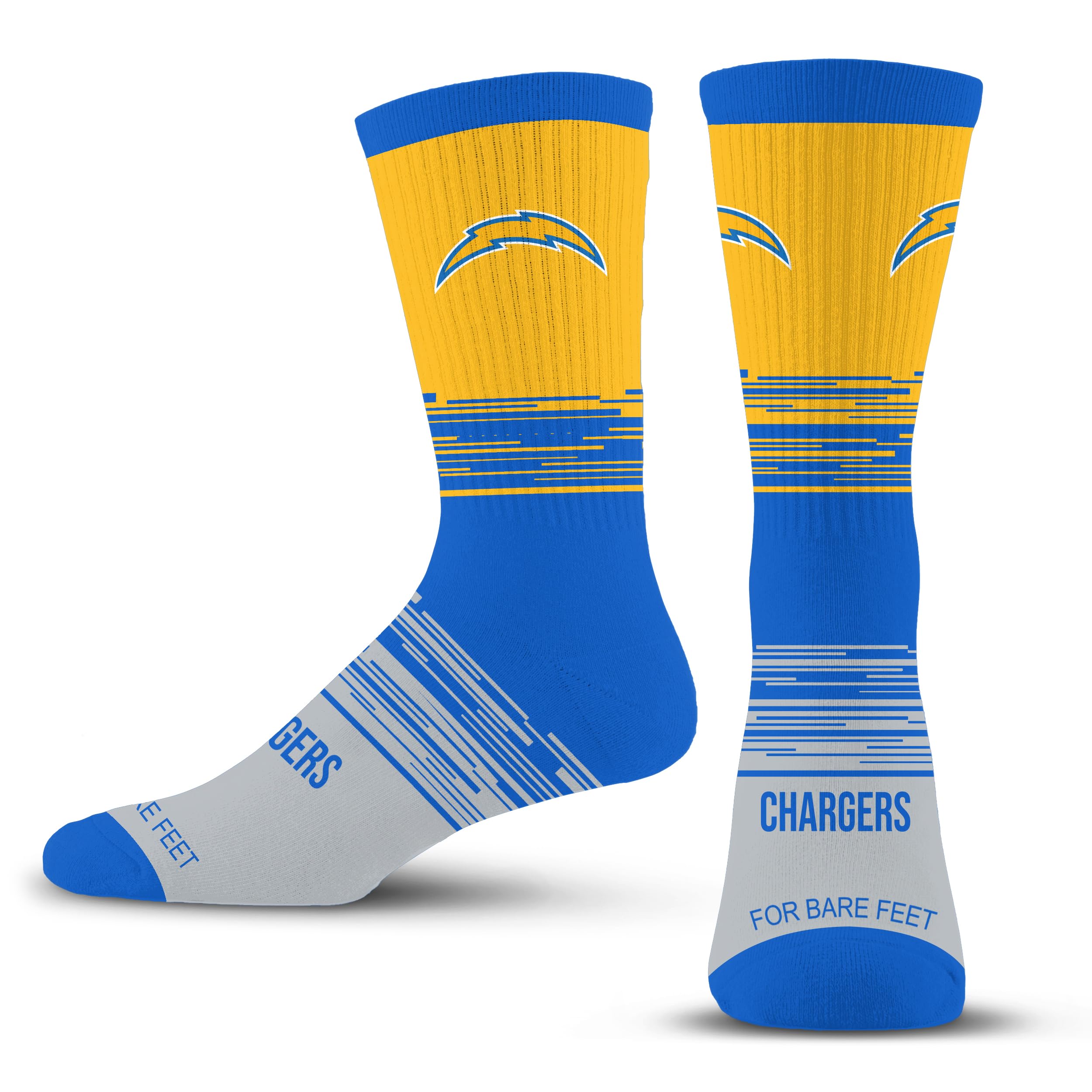 For Bare Feet NFL LOS ANGELES CHARGERS Elevate Premium Dress Crew Sock Team Color Large - Sports Gifts, Sports Memorabilia, Sports Collectibles, Fan Shop