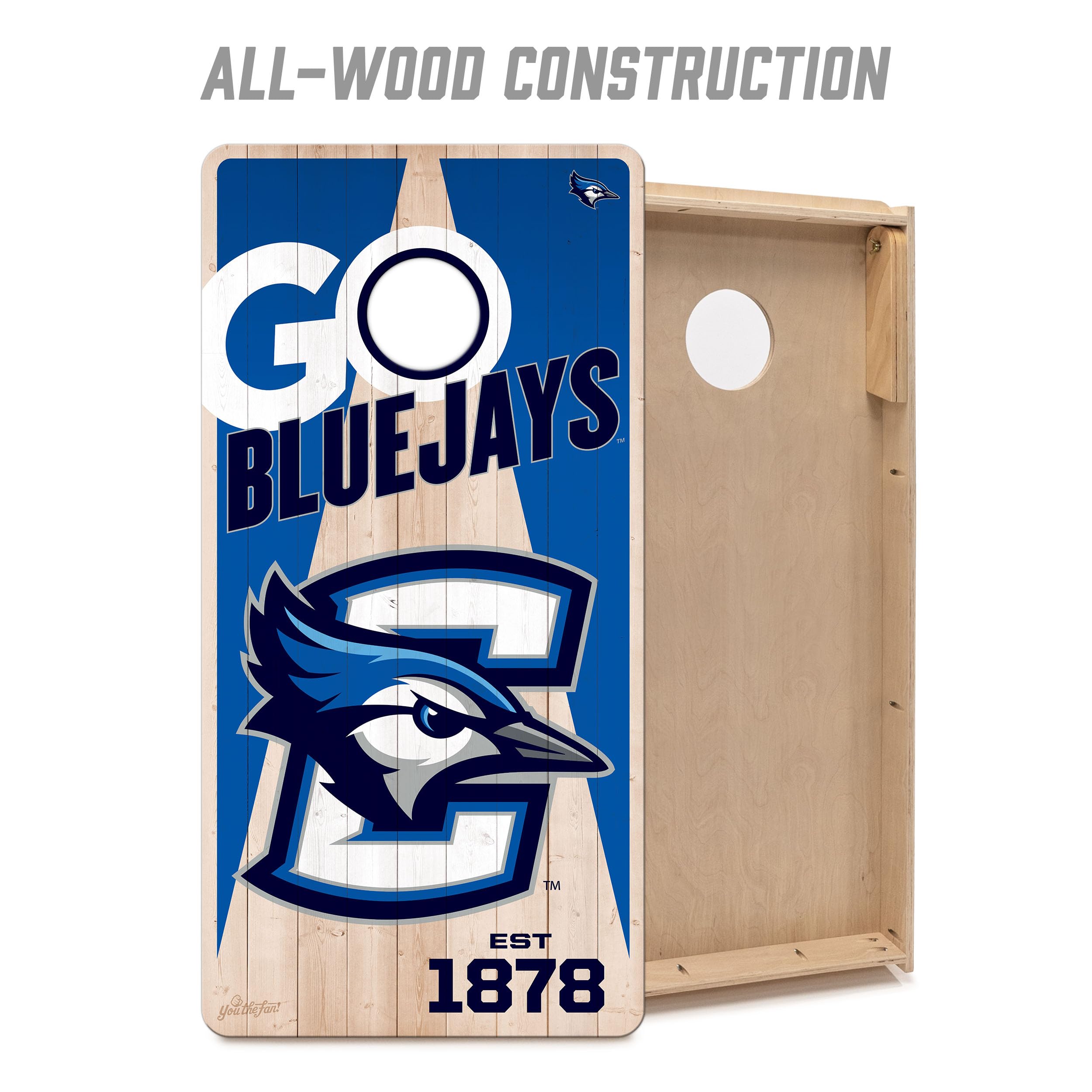 YouTheFan NCAA Creighton Bluejays 2’ x 4’ Professional Wood Cornhole Game with Logo Bags - Sports Collectibles, Sports Memorabilia, Sports Fan Shop, Sports Gifts