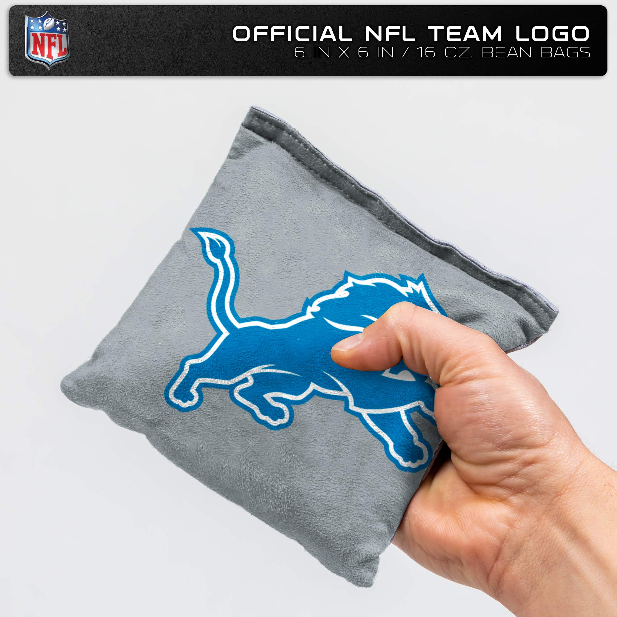 NFL Pro Football Detroit Lions Dual-Sided Bean Bags by Wild Sports, 4 Pack - Premium Toss Bags for Cornhole Sets - Sports Collectibles, Sports Memorabilia, Sports Fan Shop, Sports Gifts