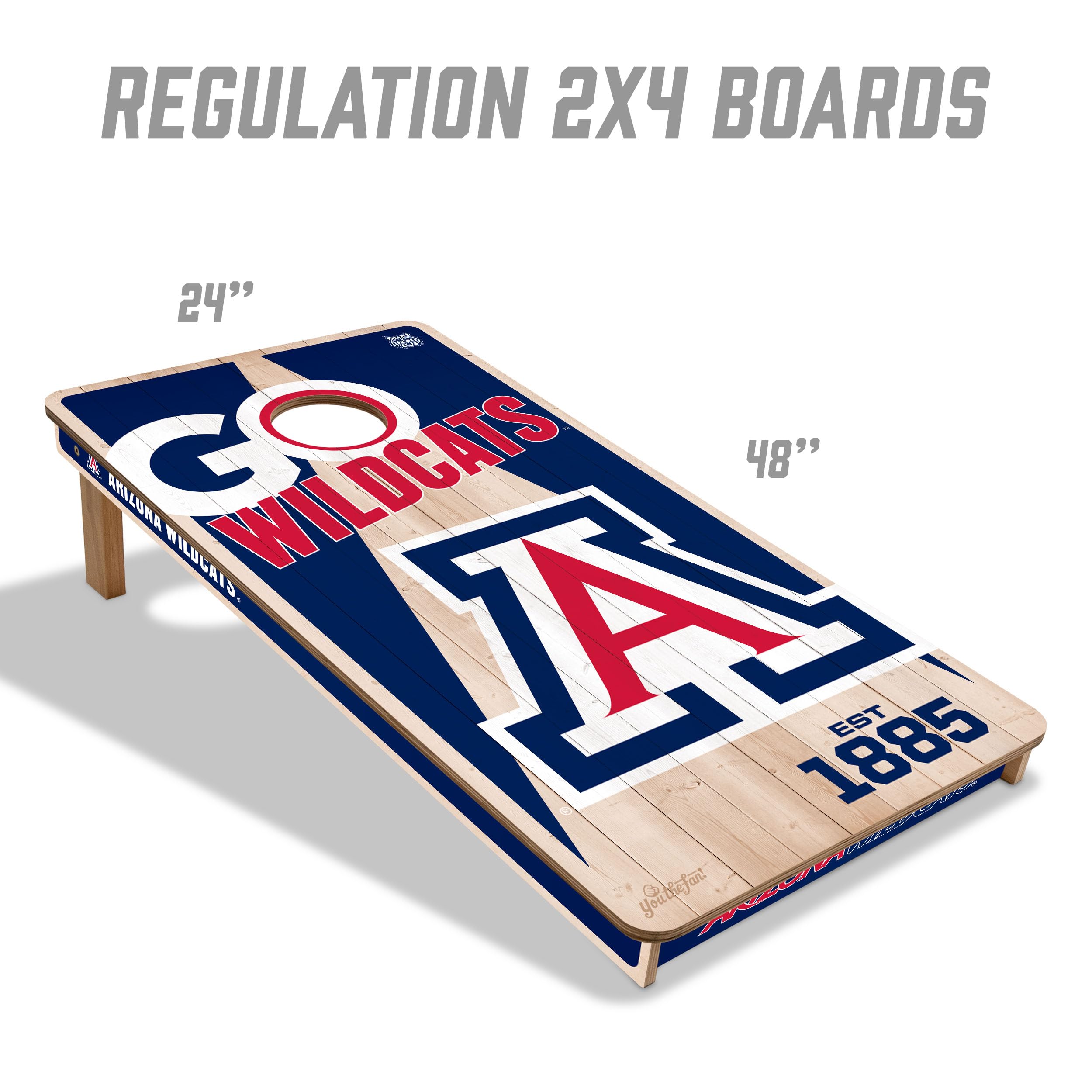 YouTheFan NCAA Arizona Wildcats 2’ x 4’ Professional Wood Cornhole Game with Logo Bags - Sports Collectibles, Sports Memorabilia, Sports Fan Shop, Sports Gifts