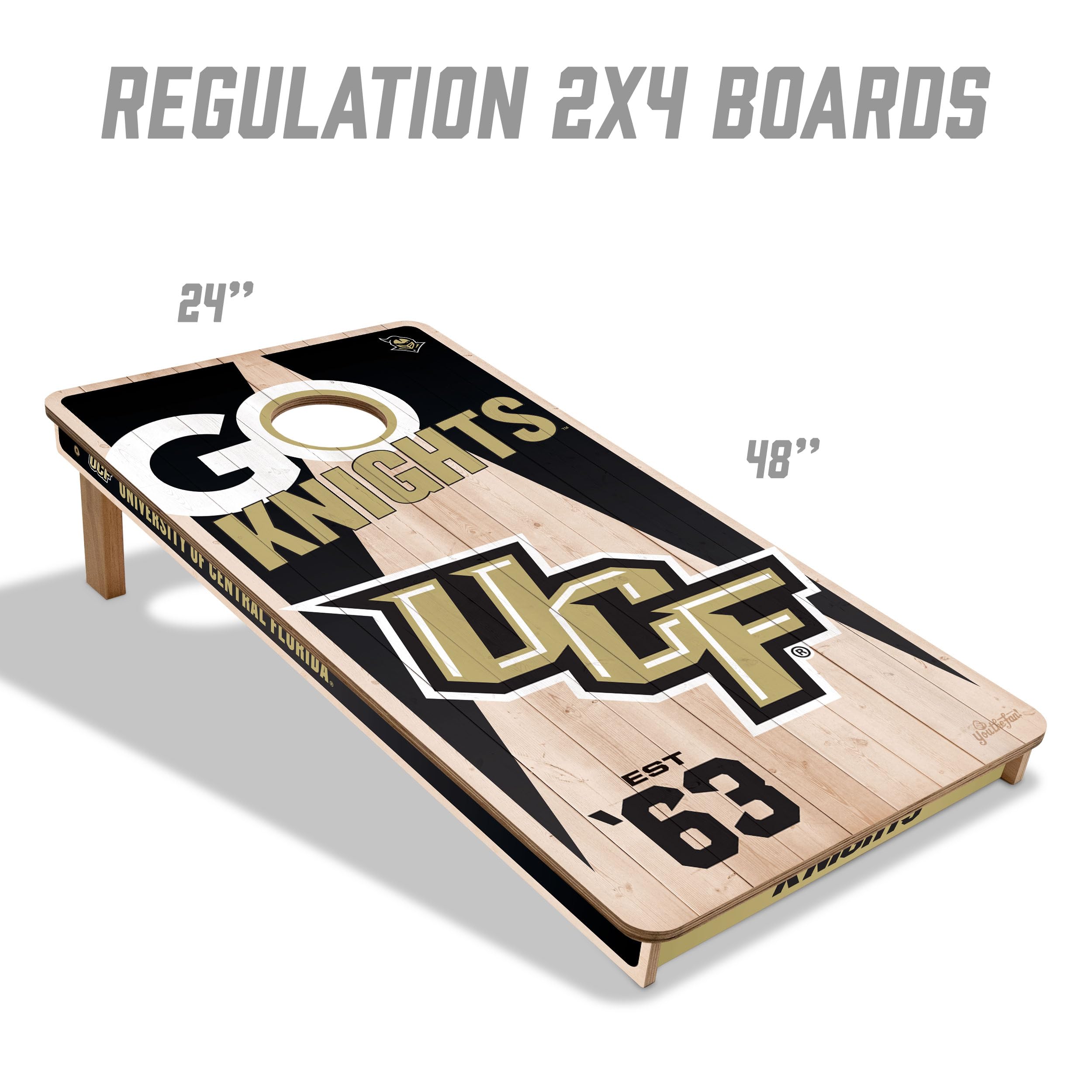 YouTheFan NCAA Central Florida Knights 2’ x 4’ Professional Wood Cornhole Game with Logo Bags - Sports Collectibles, Sports Memorabilia, Sports Fan Shop, Sports Gifts