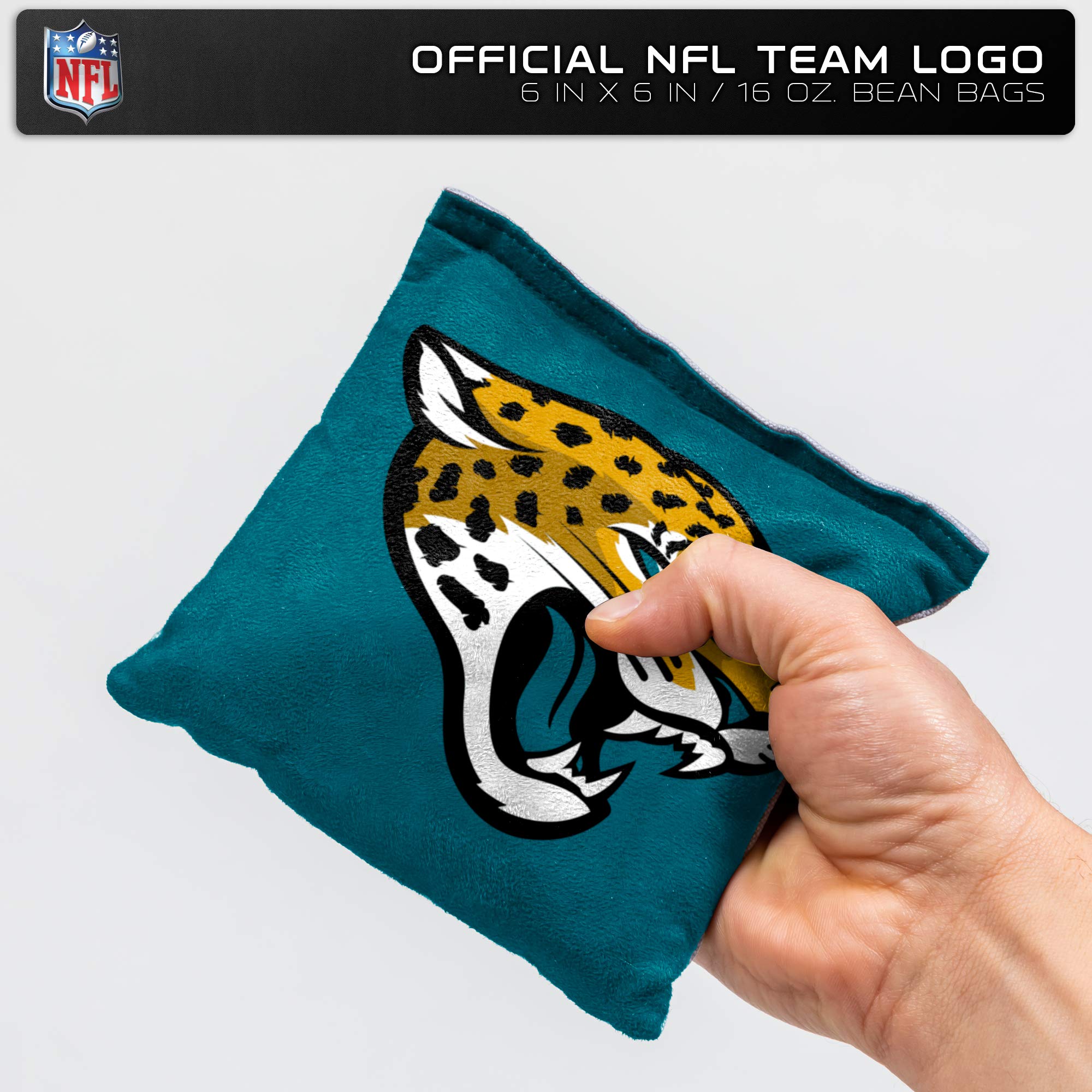 NFL Pro Football Jacksonville Jaguars Dual-Sided Bean Bags by Wild Sports, 4 Pack - Premium Toss Bags for Cornhole Sets - Sports Collectibles, Sports Memorabilia, Sports Fan Shop, Sports Gifts