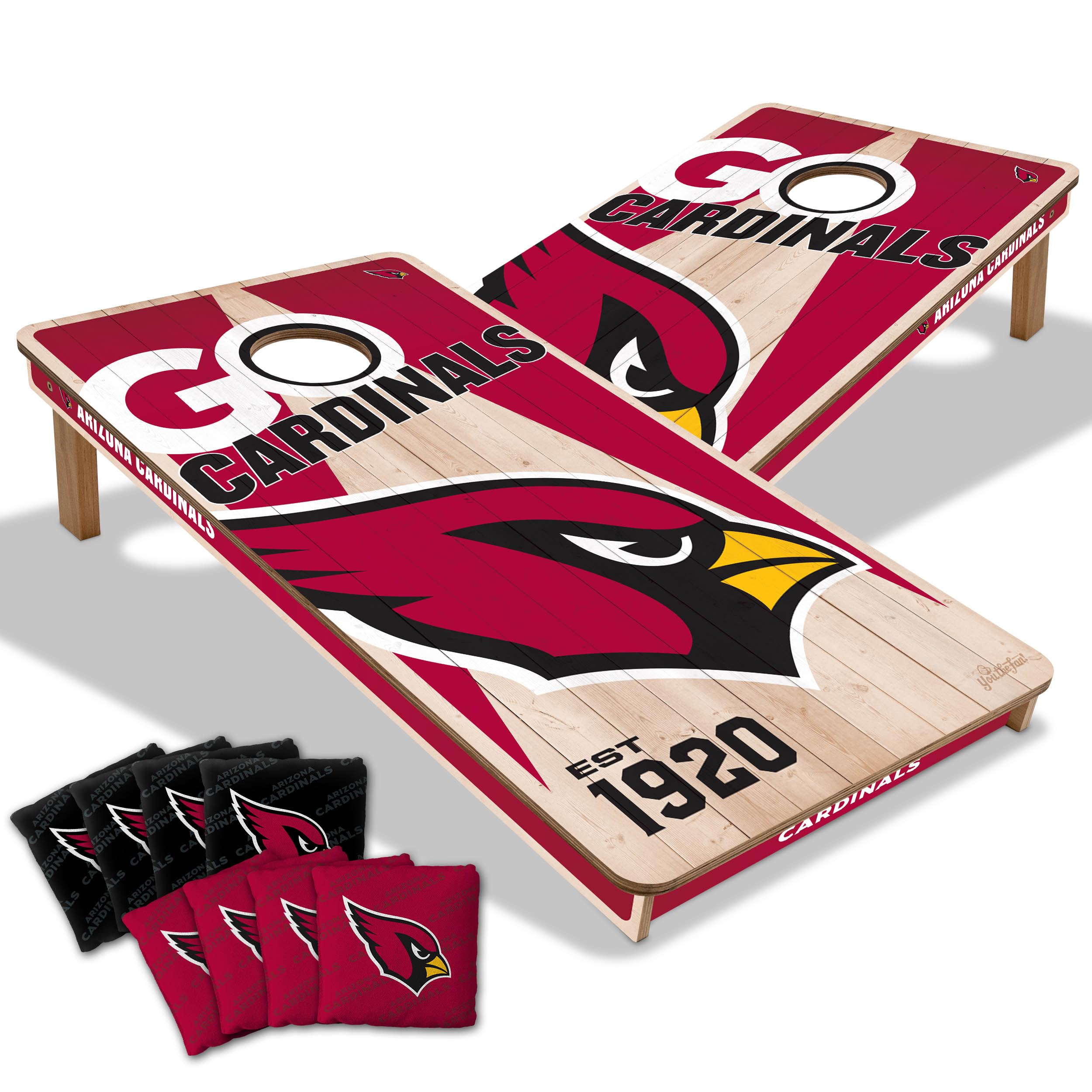 YouTheFan NFL Arizona Cardinals 2’ x 4’ Professional Wood Cornhole Game with Logo Bags - Sports Collectibles, Sports Memorabilia, Sports Fan Shop, Sports Gifts
