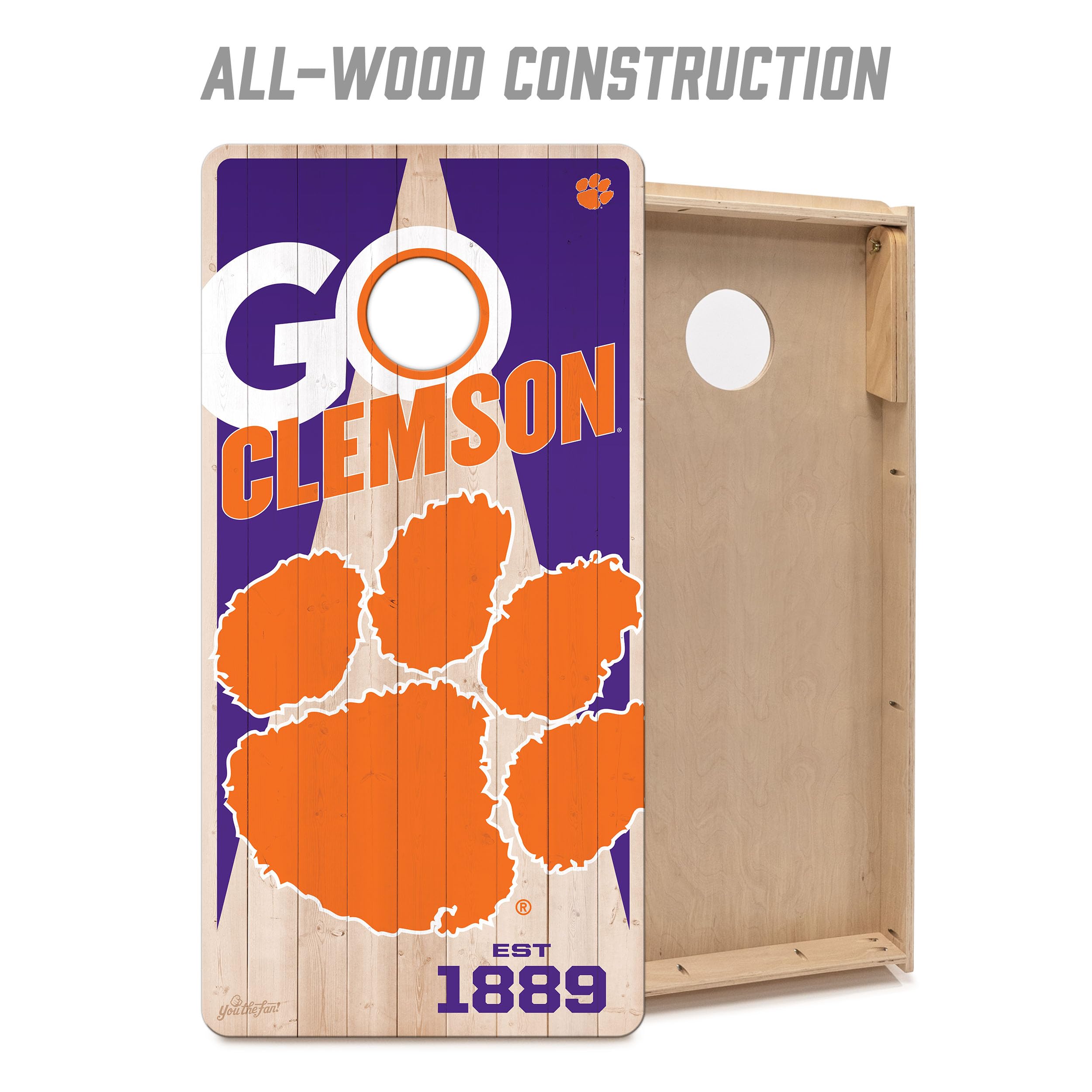 YouTheFan NCAA Clemson Tigers 2’ x 4’ Professional Wood Cornhole Game with Logo Bags - Sports Collectibles, Sports Memorabilia, Sports Fan Shop, Sports Gifts
