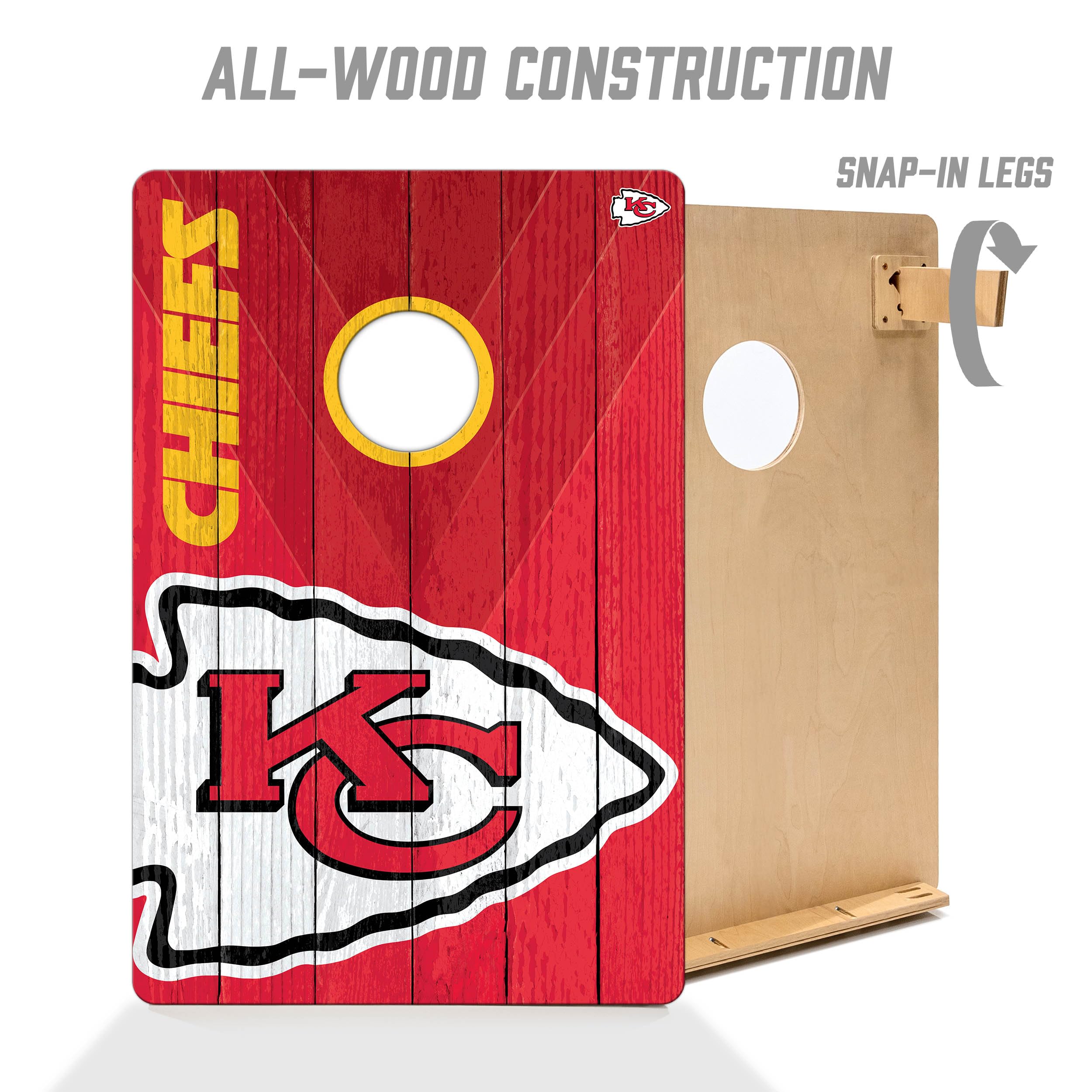 YouTheFan NFL Kansas City Chiefs 2’ x 3’ Wood Cornhole Game with Logo Bags - Sports Collectibles, Sports Memorabilia, Sports Fan Shop, Sports Gifts