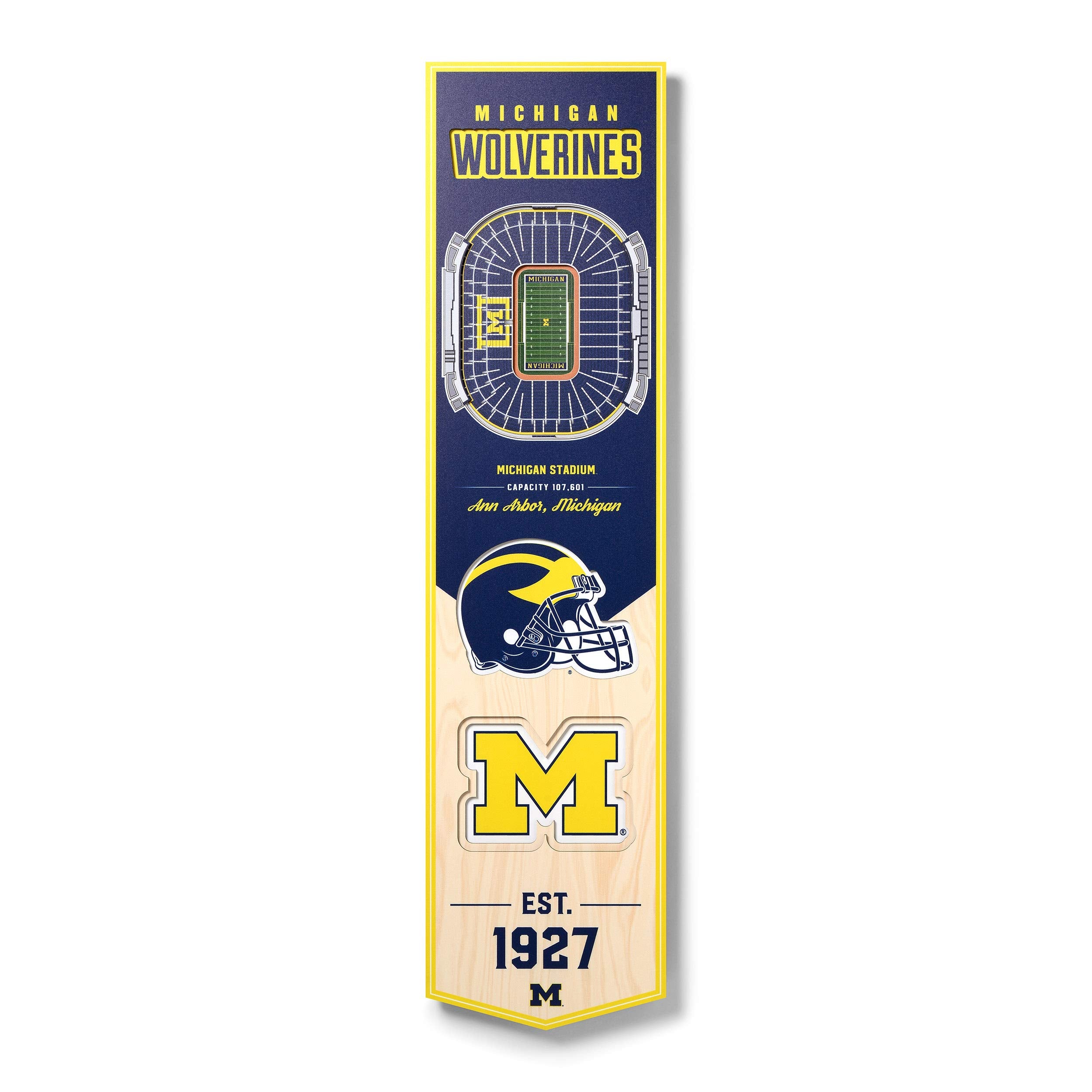 YouTheFan NCAA Michigan Wolverines 3D Stadium 8x32 Banner - Michigan Stadium - Sports Collectibles, Sports Memorabilia, Sports Fan Shop, Sports Gifts