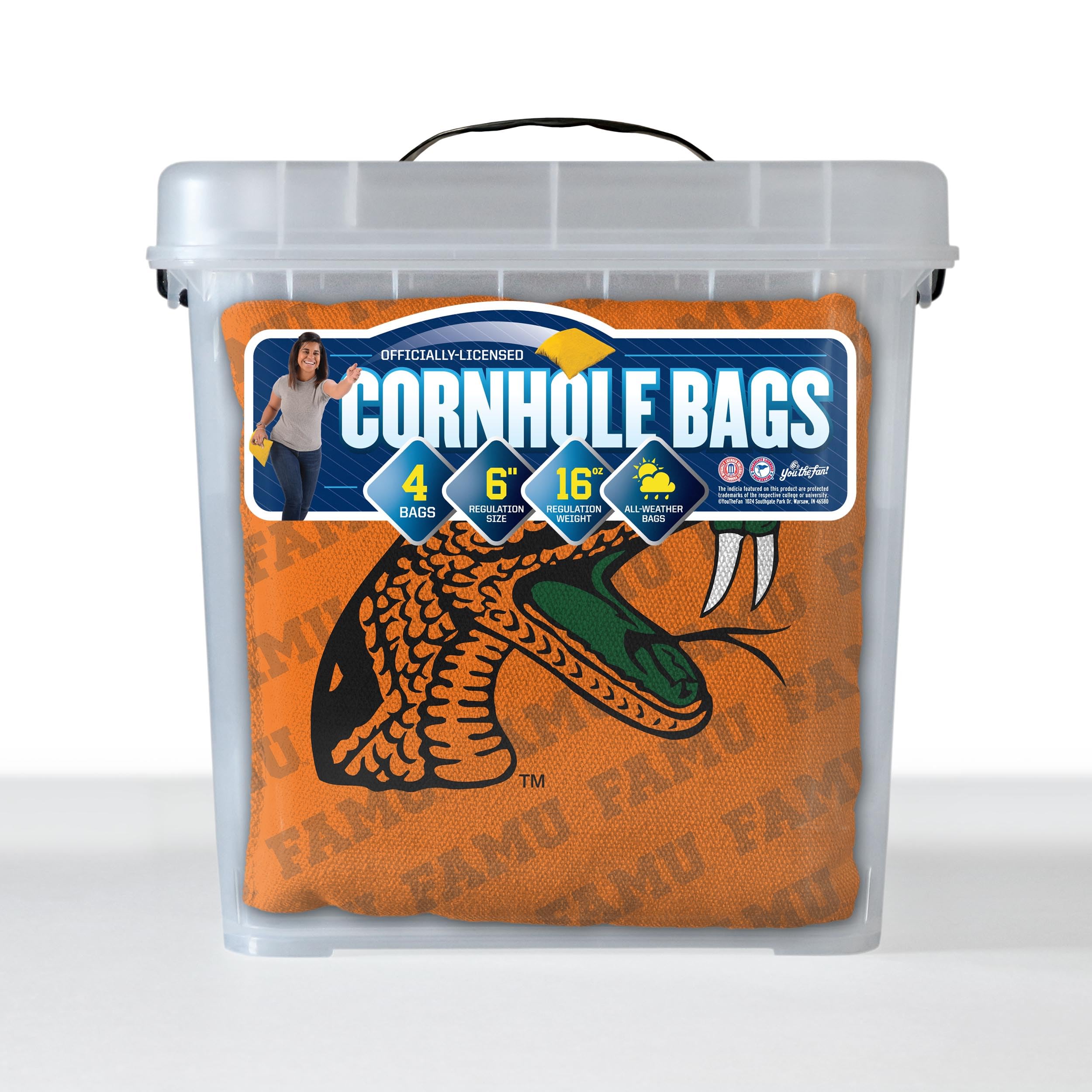 YouTheFan NCAA Florida A&M Rattler - Cornhole Bags - 4PK - Orange - Sports Collectibles, Sports Memorabilia, Sports Fan Shop, Sports Gifts