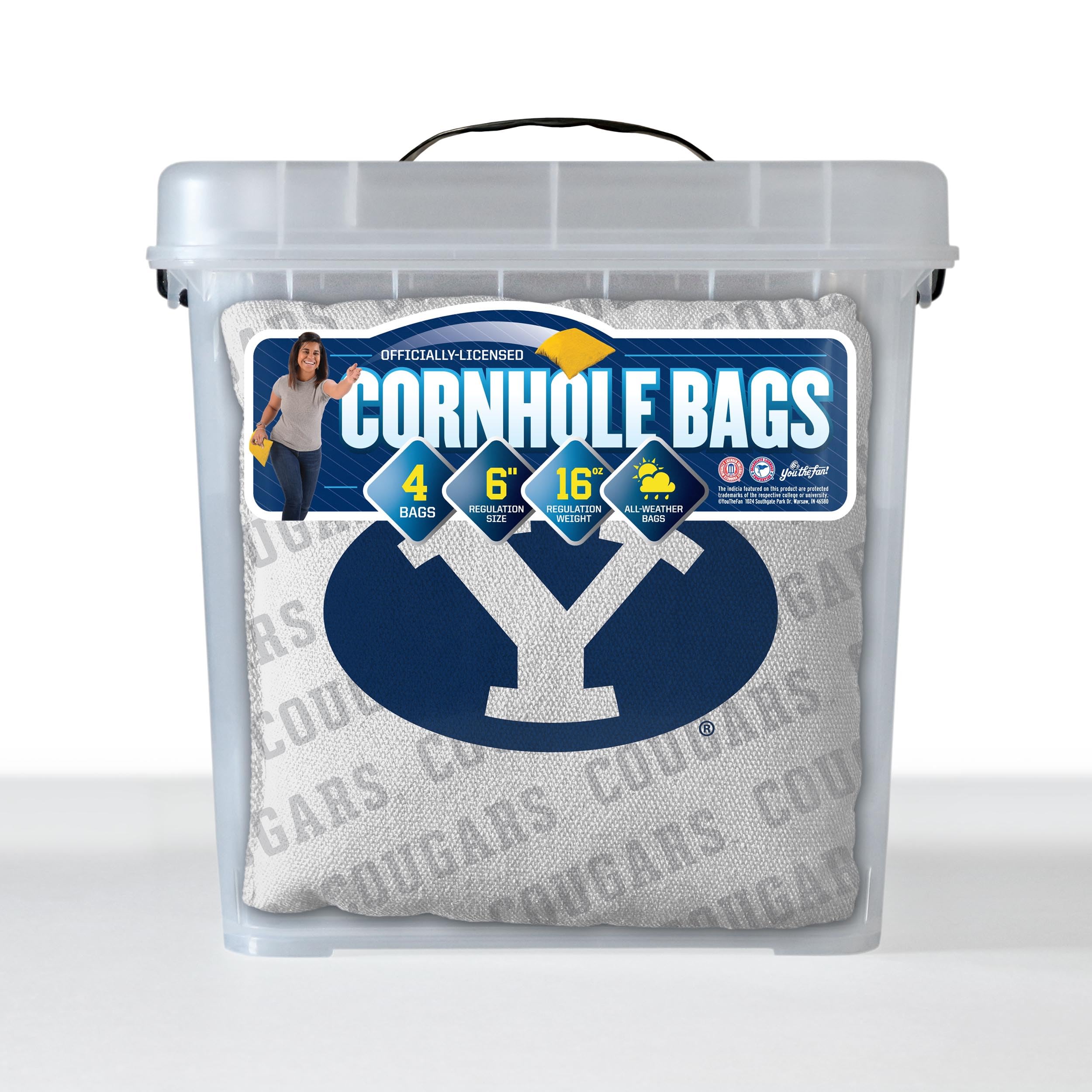 YouTheFan NCAA BYU Cougars Cornhole Bags - 4PK - White - Sports Collectibles, Sports Memorabilia, Sports Fan Shop, Sports Gifts