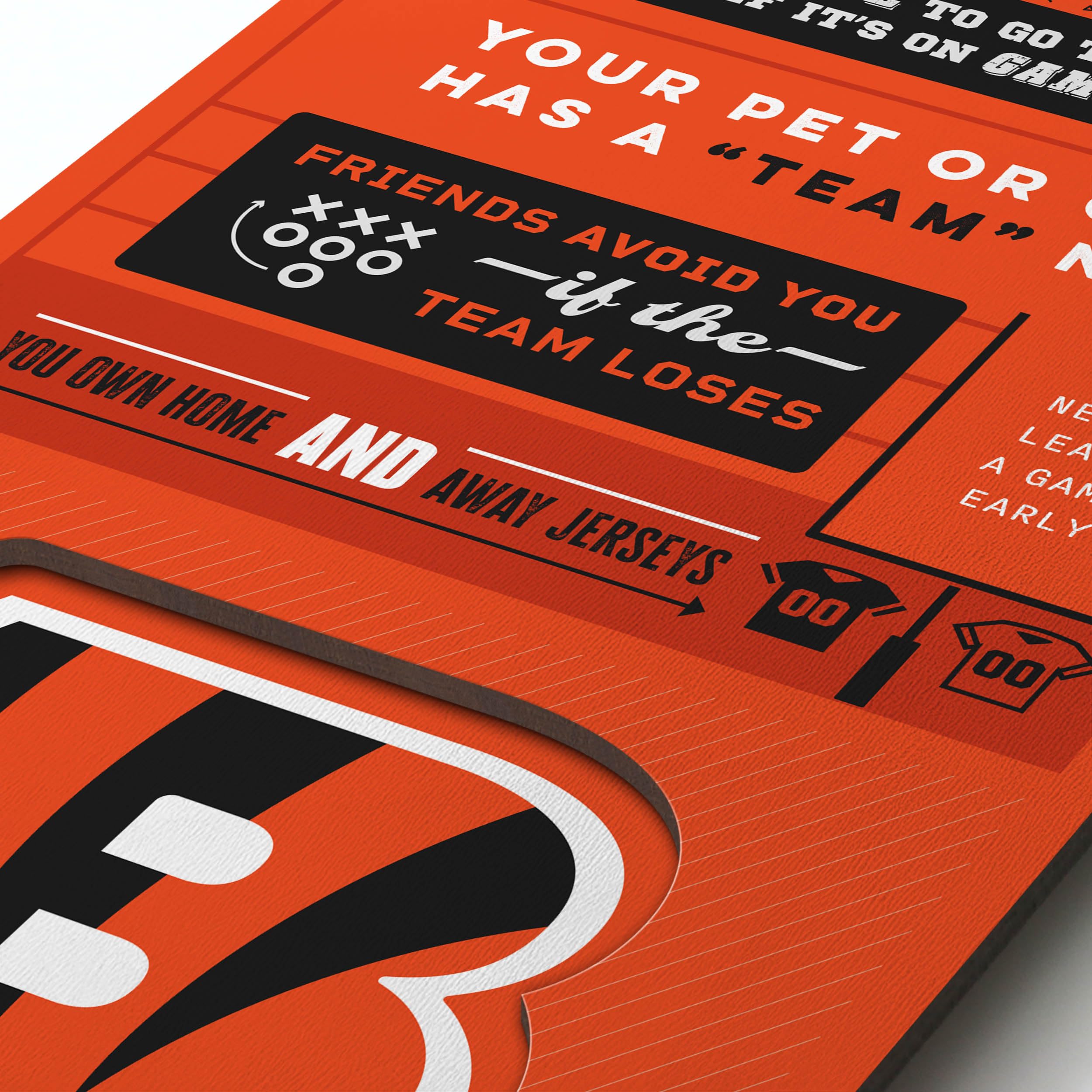 YouTheFan Officially-licensed NFL Cincinnati Bengals 6x19 Top 10 Signs Banner - humorous descriptions - fun sports fan phrases, original design, indoor team wall decor fan gift - Sports Collectibles, Sports Memorabilia, Sports Fan Shop, Sports Gifts