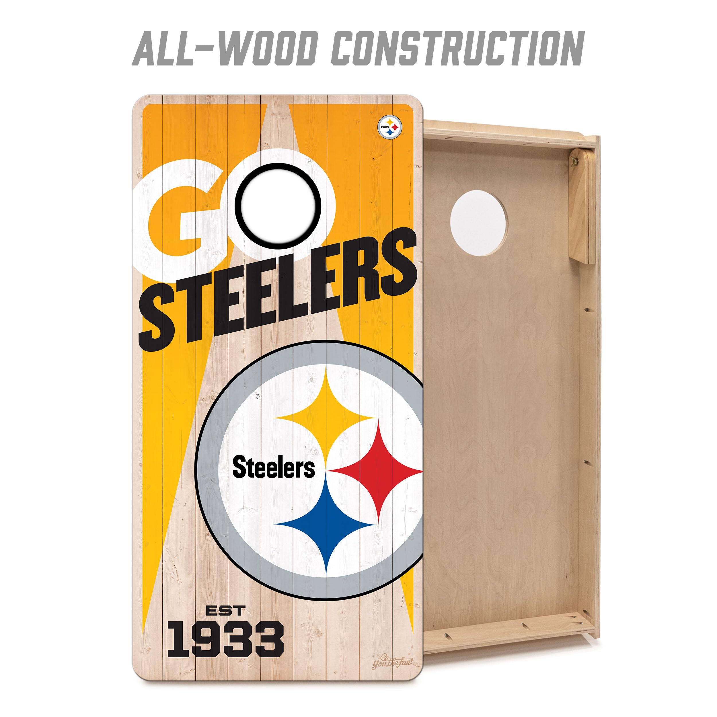 YouTheFan NFL Pittsburgh Steelers 2’ x 4’ Professional Wood Cornhole Game with Logo Bags - Sports Collectibles, Sports Memorabilia, Sports Fan Shop, Sports Gifts
