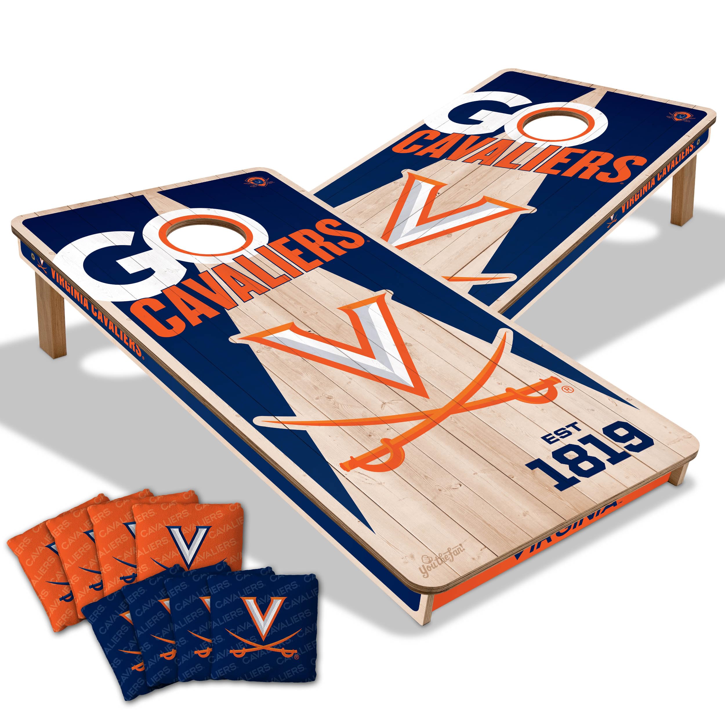 YouTheFan NCAA Virginia Cavaliers 2’ x 4’ Professional Wood Cornhole Game with Logo Bags - Sports Collectibles, Sports Memorabilia, Sports Fan Shop, Sports Gifts
