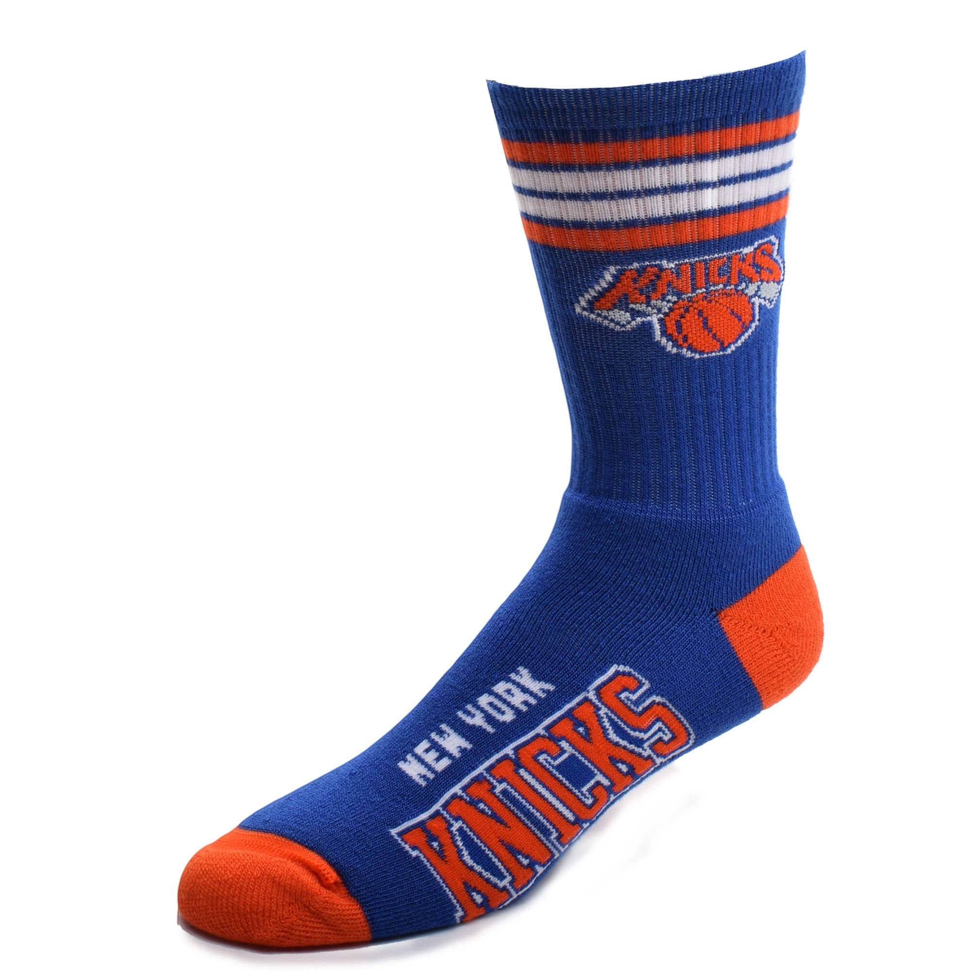 For Bare Feet NBA NEW YORK KNICKS 4 Stripe Deuce Crew Sock Team Color Medium - Sports Gifts, Sports Memorabilia, Sports Collectibles, Fan Shop