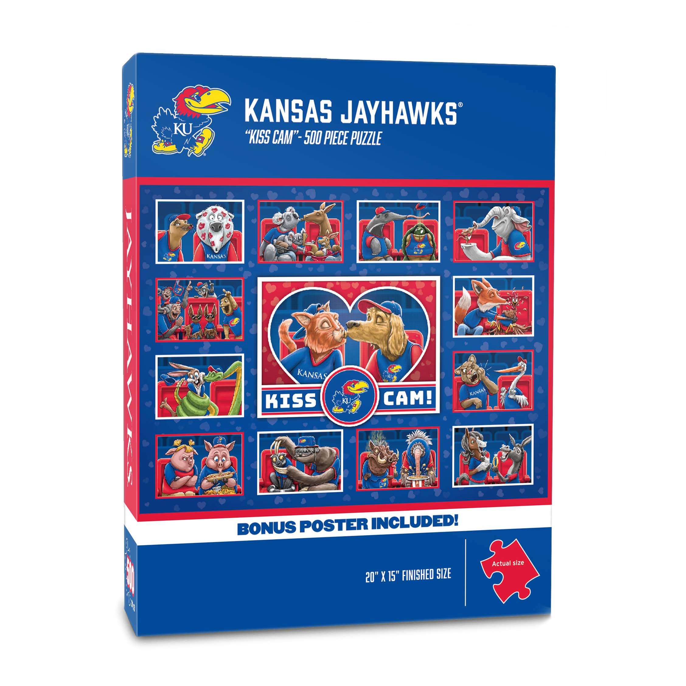 YouTheFan NCAA Kansas Jayhawks Kiss Cam 500pc Puzzle - Sports Collectibles, Sports Memorabilia, Sports Fan Shop, Sports Gifts