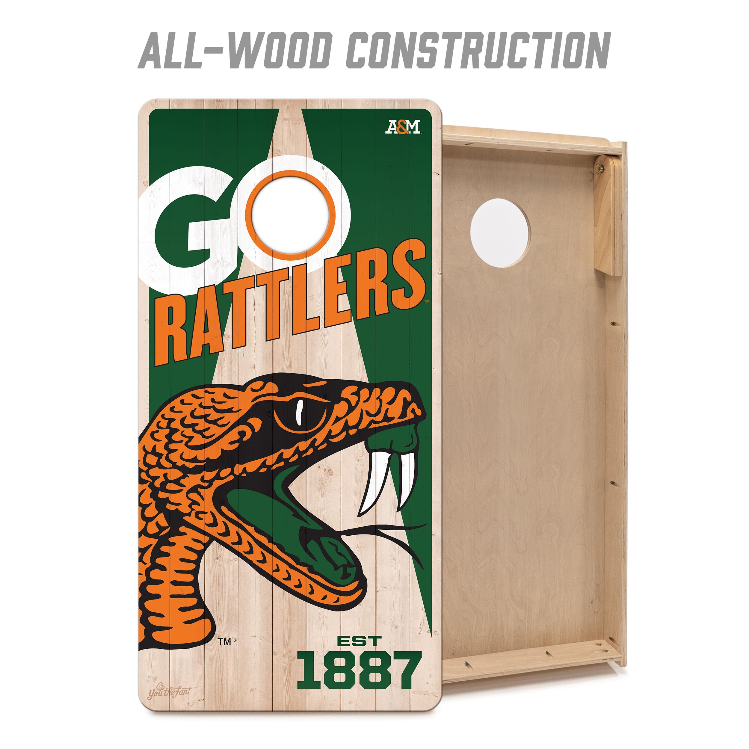 YouTheFan NCAA Florida A&M Rattler 2’ x 4’ Professional Wood Cornhole Game with Logo Bags - Sports Collectibles, Sports Memorabilia, Sports Fan Shop, Sports Gifts