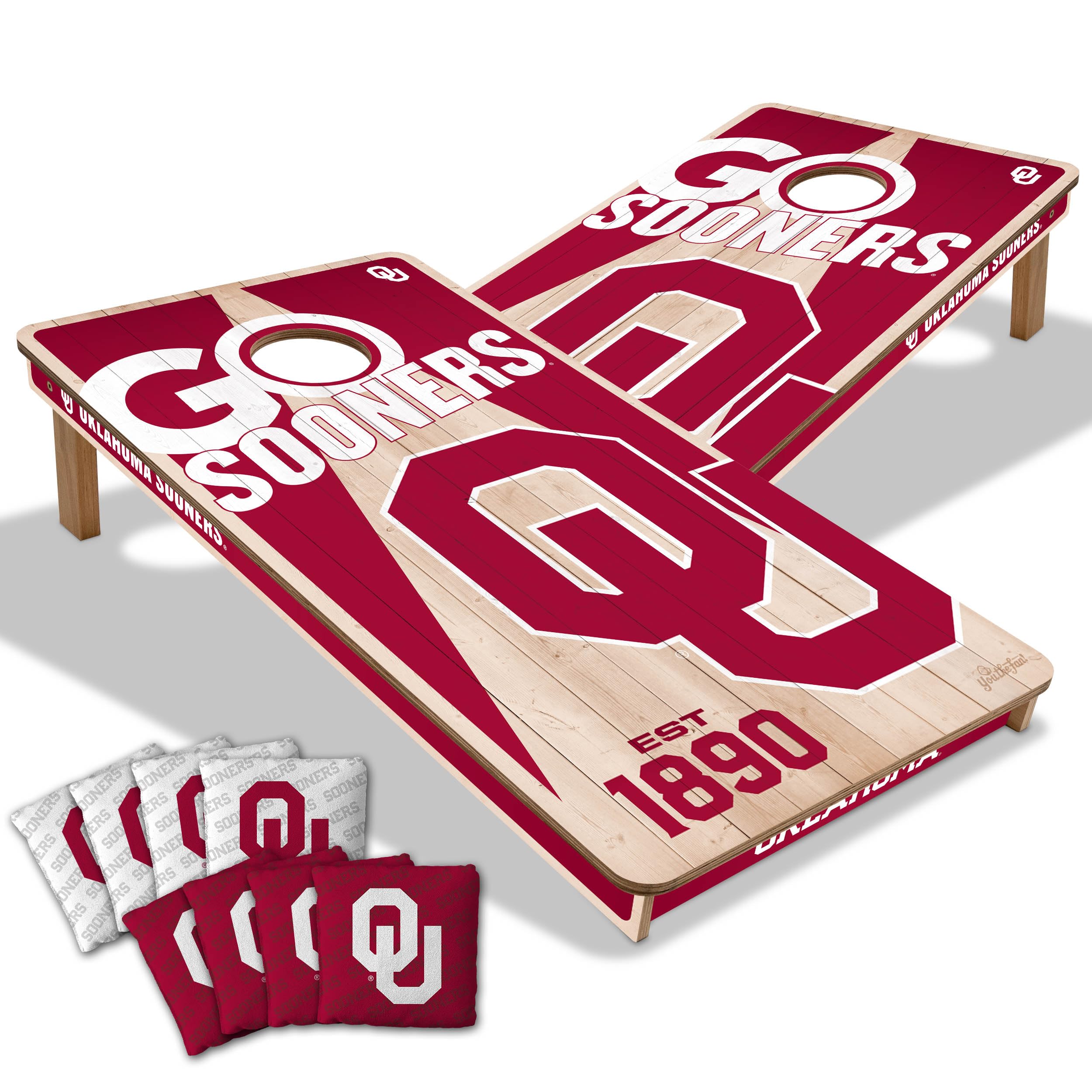 YouTheFan NCAA Oklahoma Sooners 2’ x 4’ Professional Wood Cornhole Game with Logo Bags - Sports Collectibles, Sports Memorabilia, Sports Fan Shop, Sports Gifts