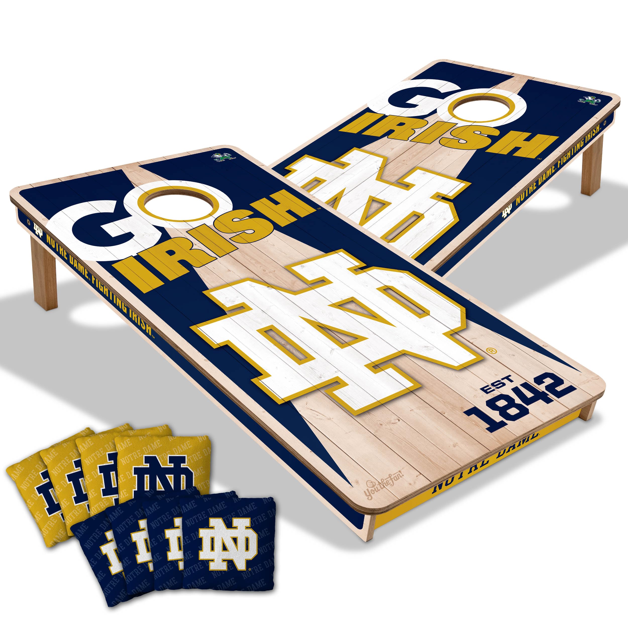 YouTheFan NCAA Notre Dame Fighting Irish 2’ x 4’ Professional Wood Cornhole Game with Logo Bags - Sports Collectibles, Sports Memorabilia, Sports Fan Shop, Sports Gifts