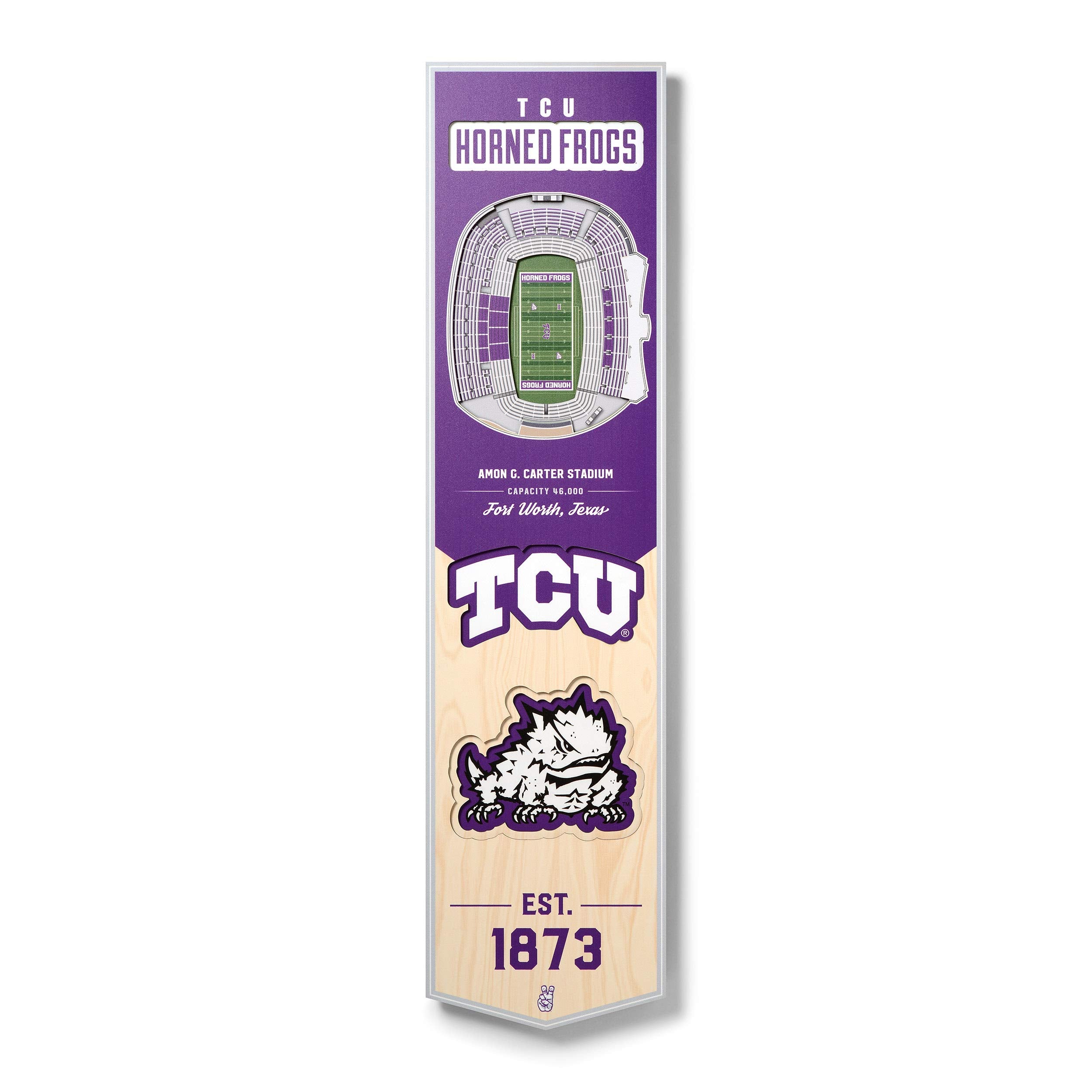 YouTheFan NCAA TCU Horned Frogs 3D Stadium 8x32 Banner - Amon G. Carter Stadium - Sports Collectibles, Sports Memorabilia, Sports Fan Shop, Sports Gifts