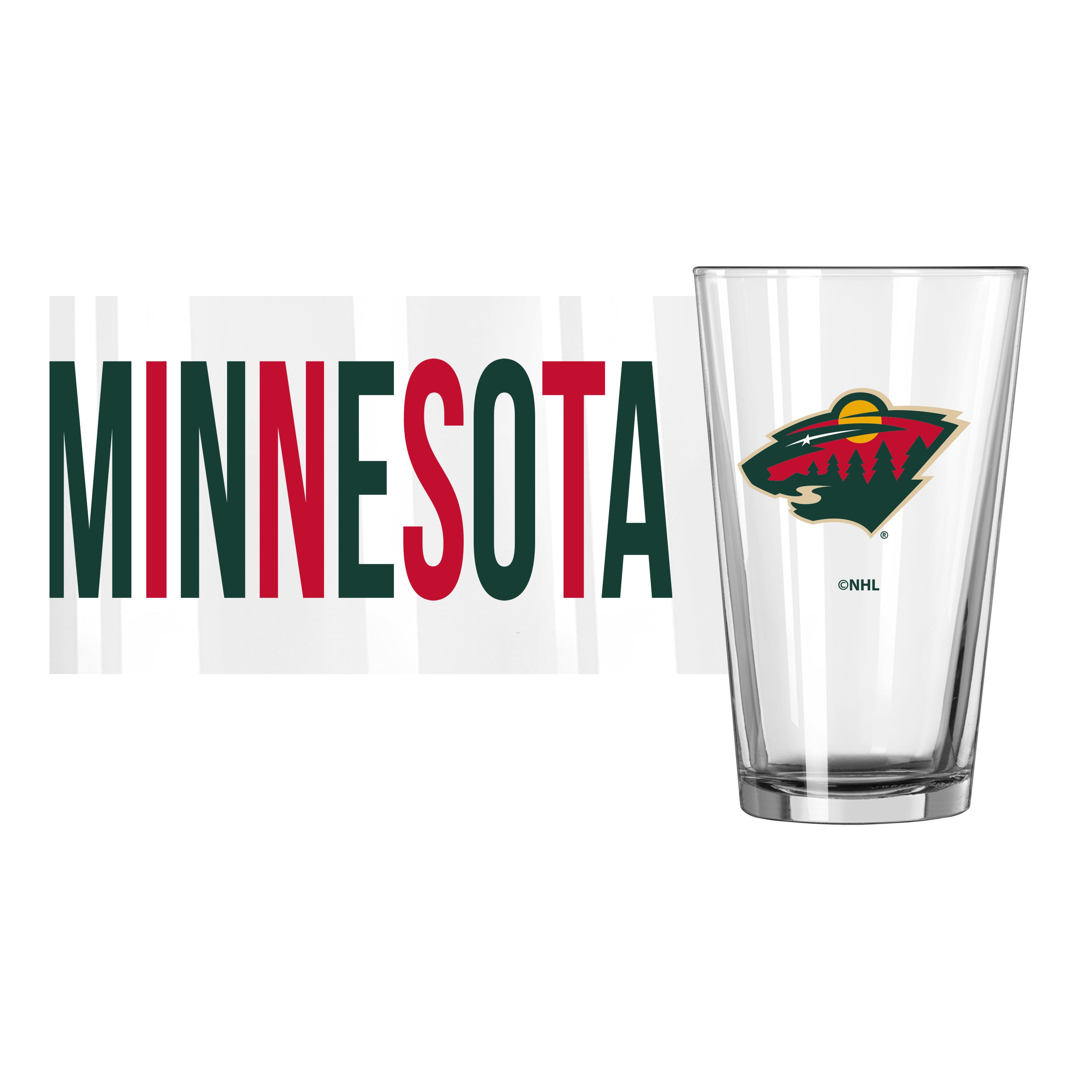 Minnesota Wild 16oz Overtime Pint Glass - Sports Gifts, Sports Memorabilia, Sports Collectibles, Fan Shop