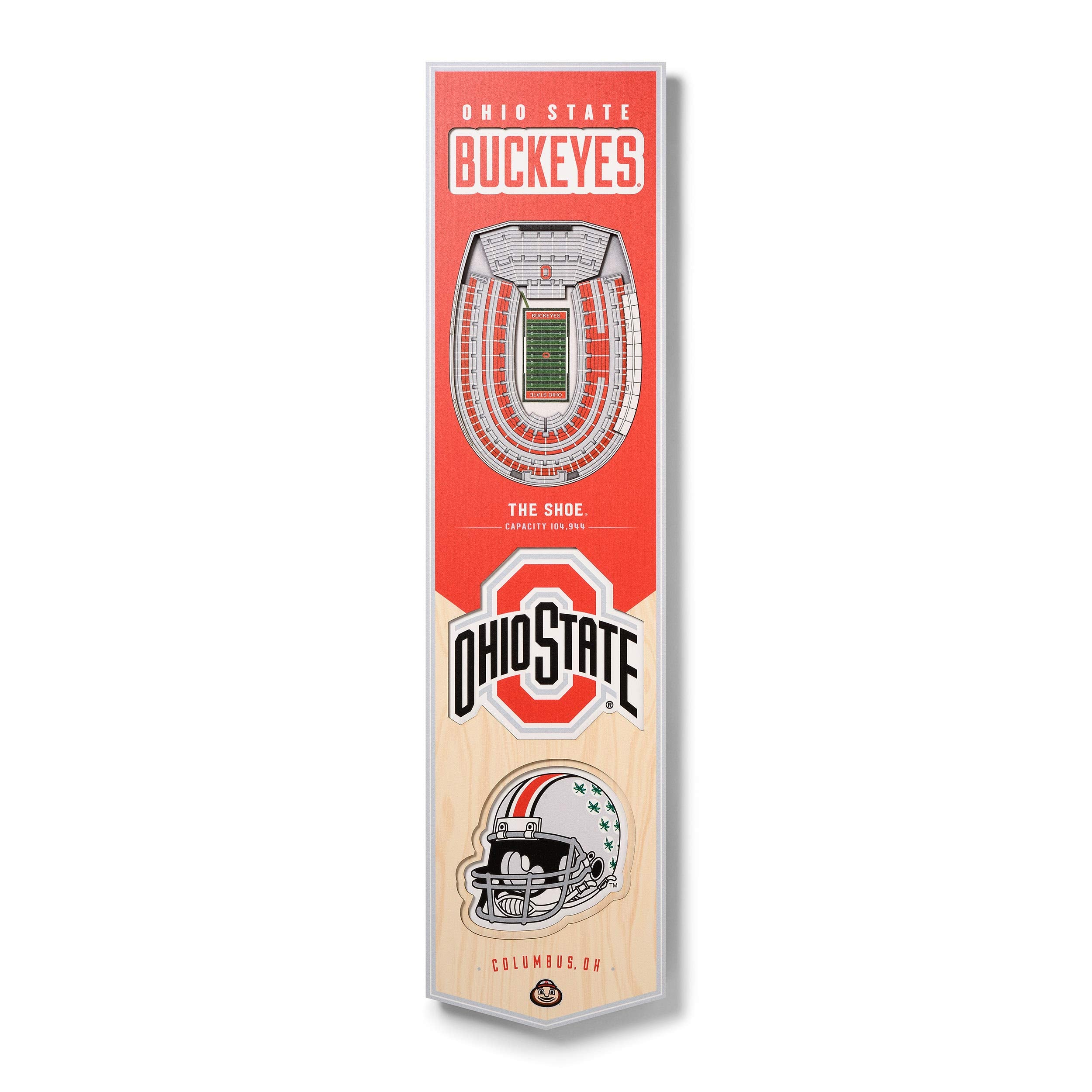 YouTheFan NCAA Ohio State Buckeyes 3D Stadium 8x32 Banner - Ohio Stadium - Sports Collectibles, Sports Memorabilia, Sports Fan Shop, Sports Gifts