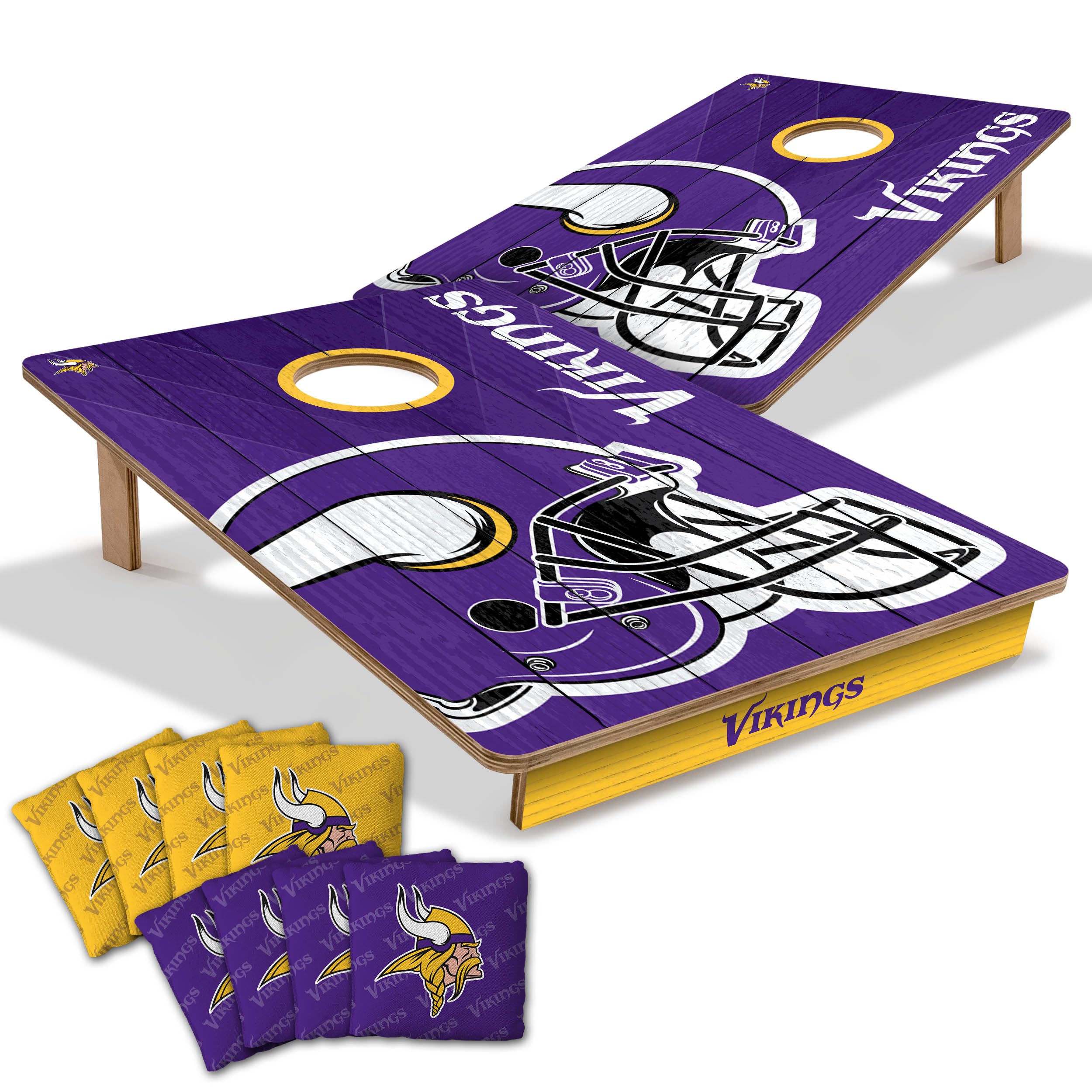 YouTheFan NFL Minnesota Vikings 2’ x 3’ Wood Cornhole Game with Logo Bags - Sports Collectibles, Sports Memorabilia, Sports Fan Shop, Sports Gifts