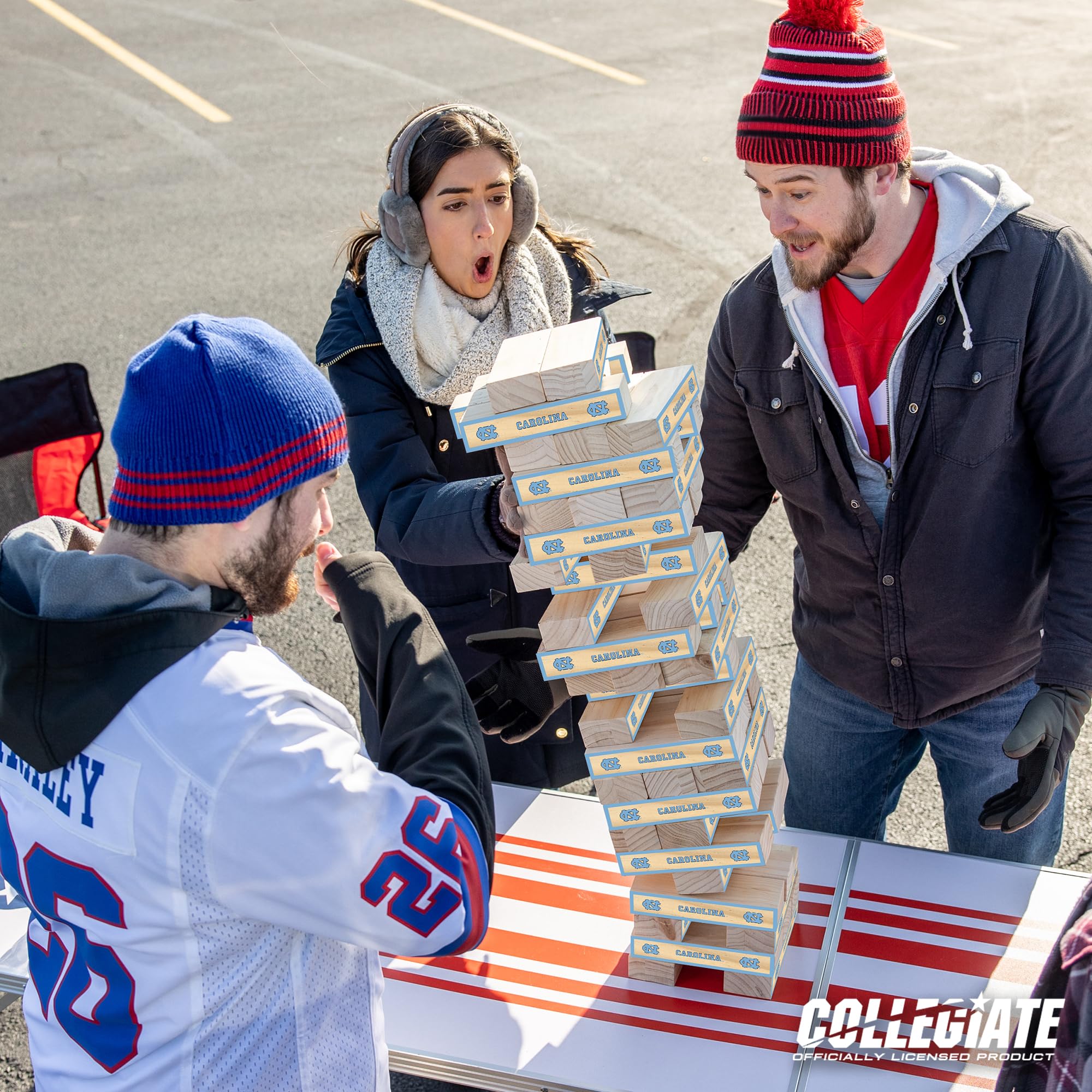 Wild Sports NCAA North Carolina Tar Heels Giant Stacking Wooden Blocks – Tumbling Tower Classic Family Game Stacks Over 5 ft. High – Great Gift for Any College Football Fan! - Sports Collectibles, Sports Memorabilia, Sports Fan Shop, Sports Gifts