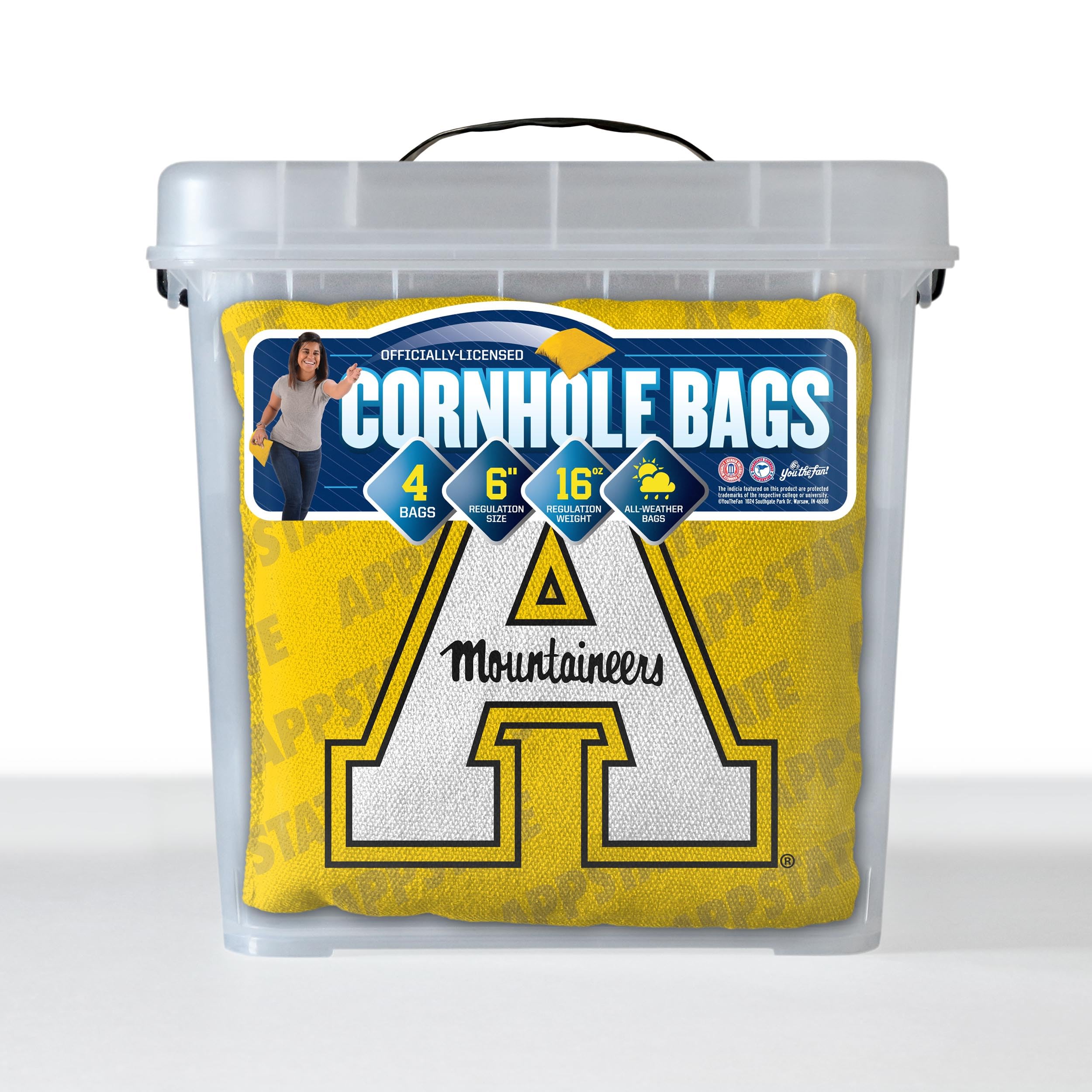 YouTheFan NCAA Appalachian State Mountaineers Cornhole Bags - 4PK - Yellow - Sports Collectibles, Sports Memorabilia, Sports Fan Shop, Sports Gifts