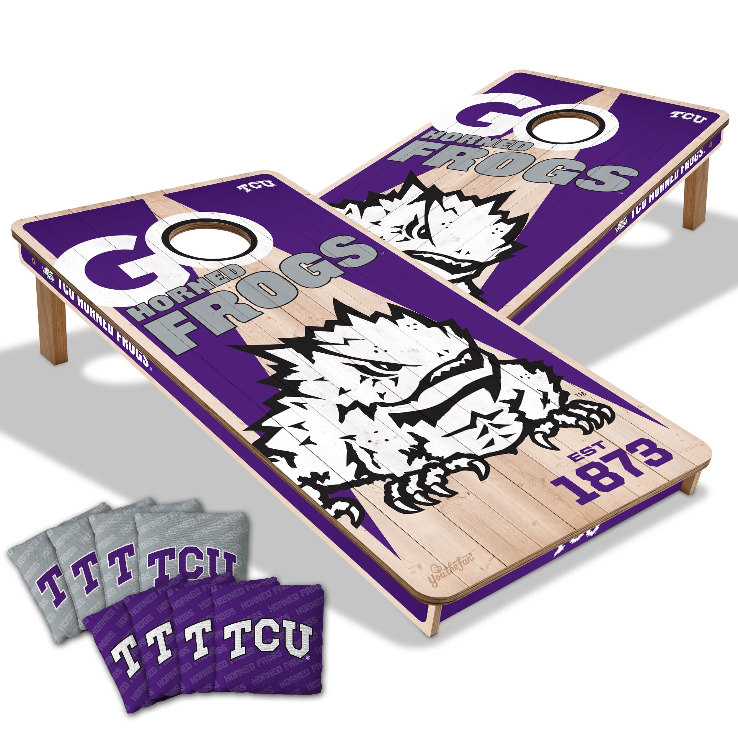 YouTheFan NCAA TCU Horned Frogs 2’ x 4’ Professional Wood Cornhole Game with Logo Bags - Sports Collectibles, Sports Memorabilia, Sports Fan Shop, Sports Gifts