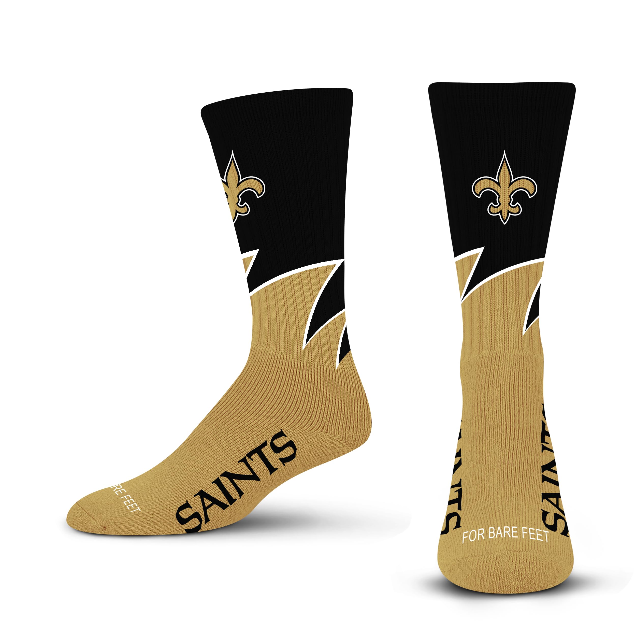 For Bare Feet NFL NEW ORLEANS SAINTS Black Wave Crew Sock Team Color YOUTH - Sports Gifts, Sports Memorabilia, Sports Collectibles, Fan Shop