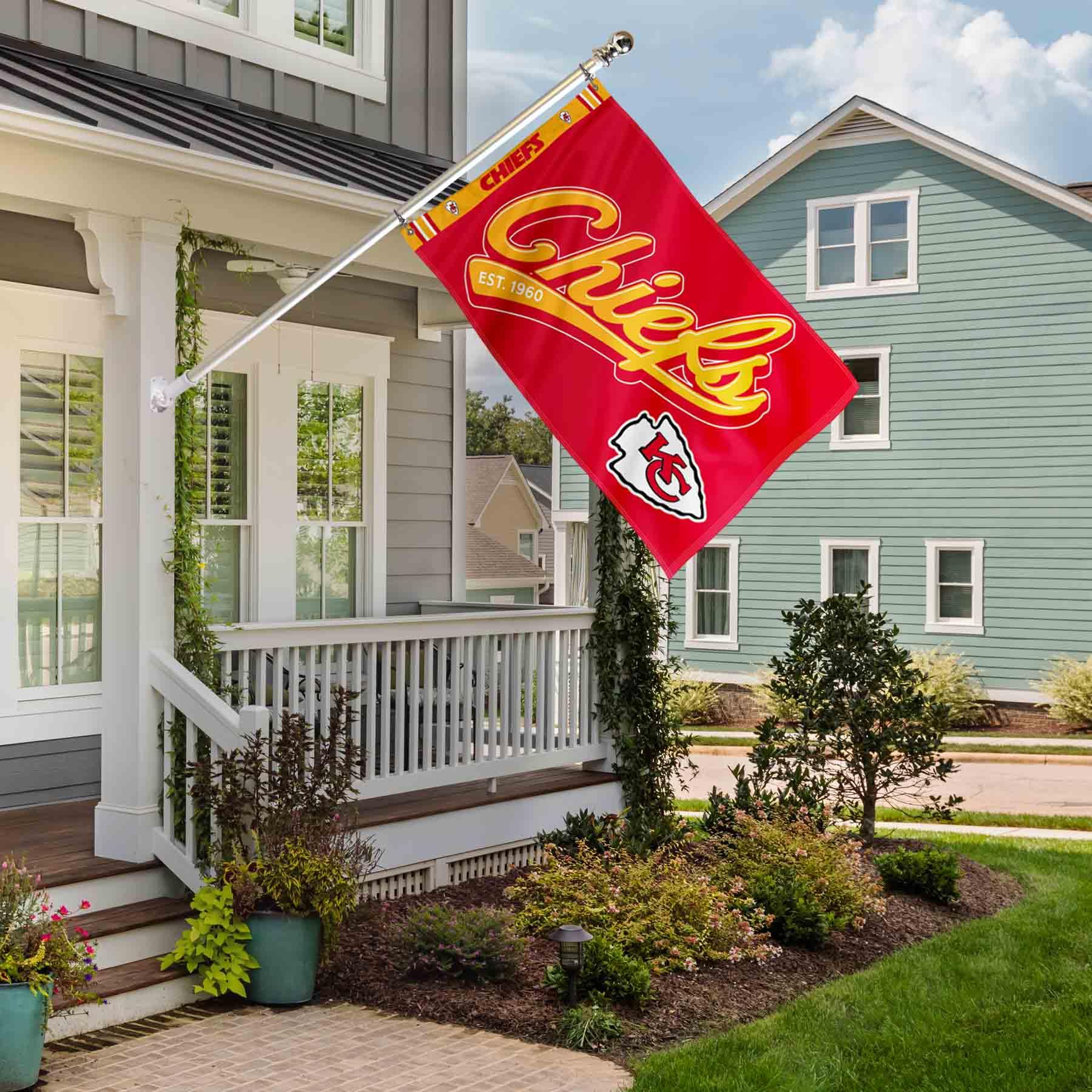 WinCraft Kansas City Chiefs Script Logo Premium Flag - Sports Collectibles, Sports Memorabilia, Sports Fan Shop, Sports Gifts